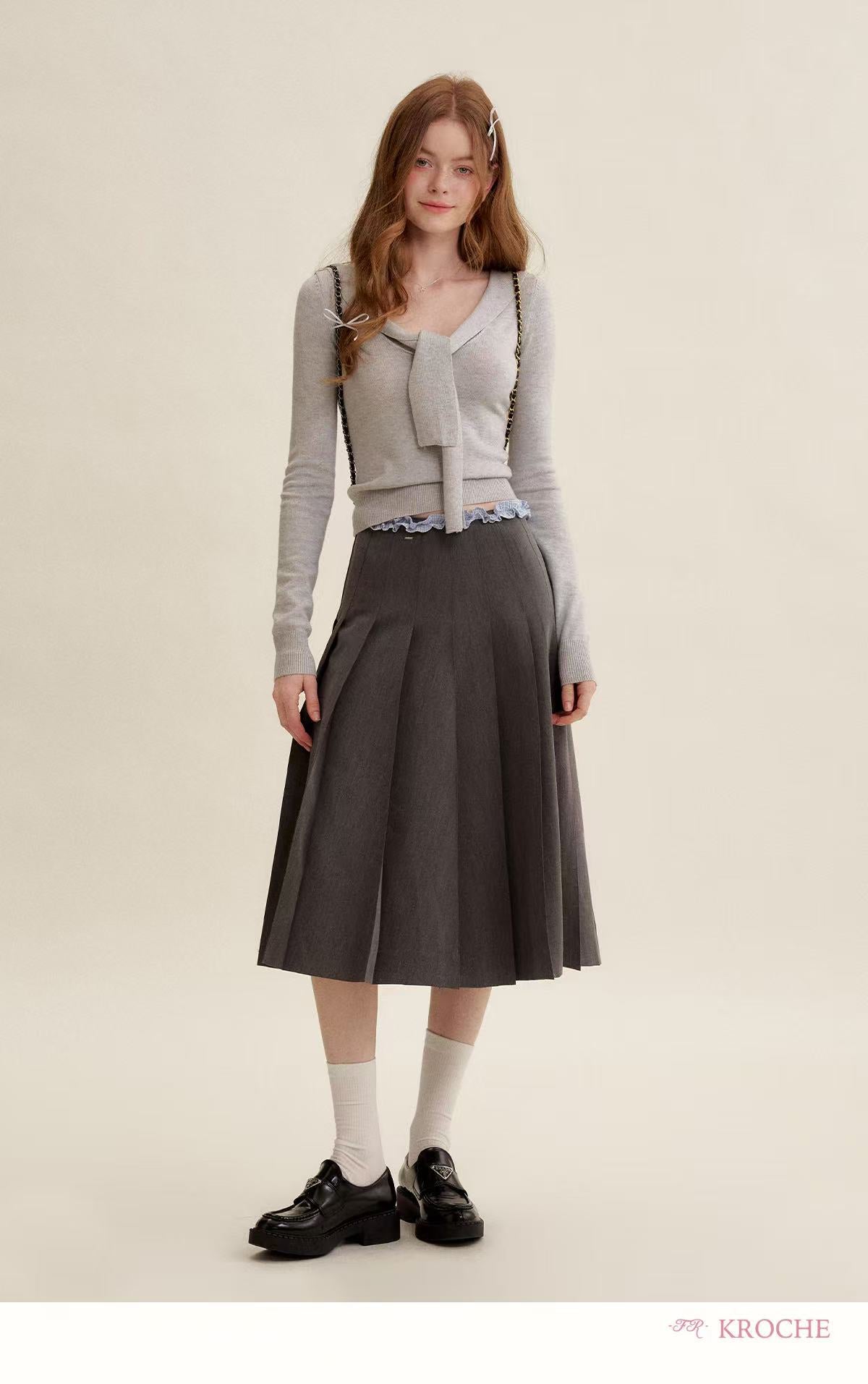 Kroche KB5050 Shawl V-neck knitted sweater (2color)