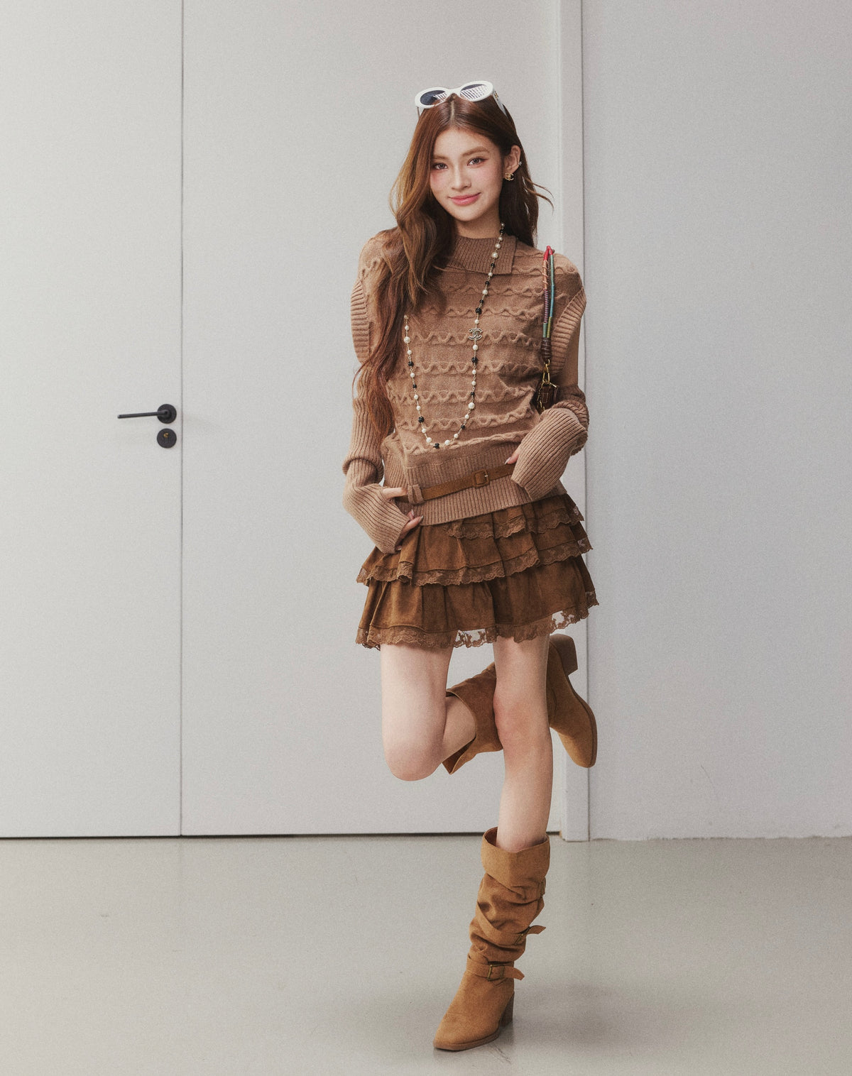 OTEBANBASS Ote260920 Detachable Sleeve Cable Knit Sweater