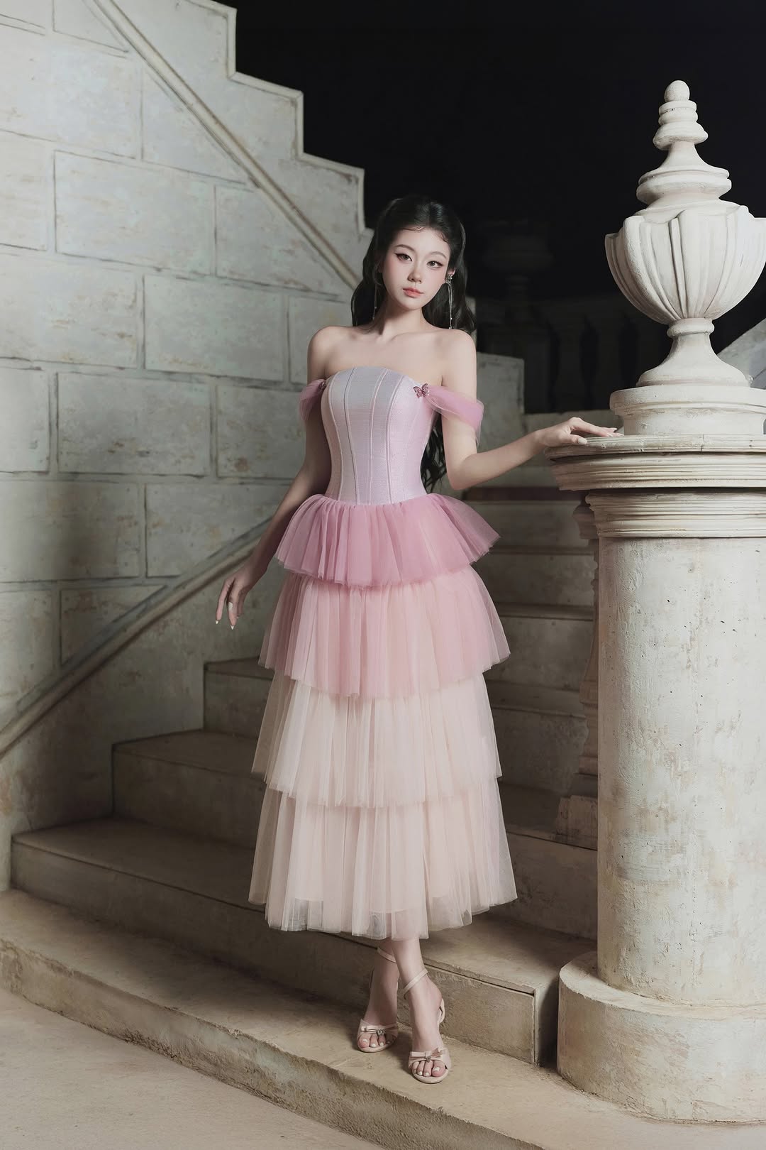 Lovelyn Gradient tiered corset dress