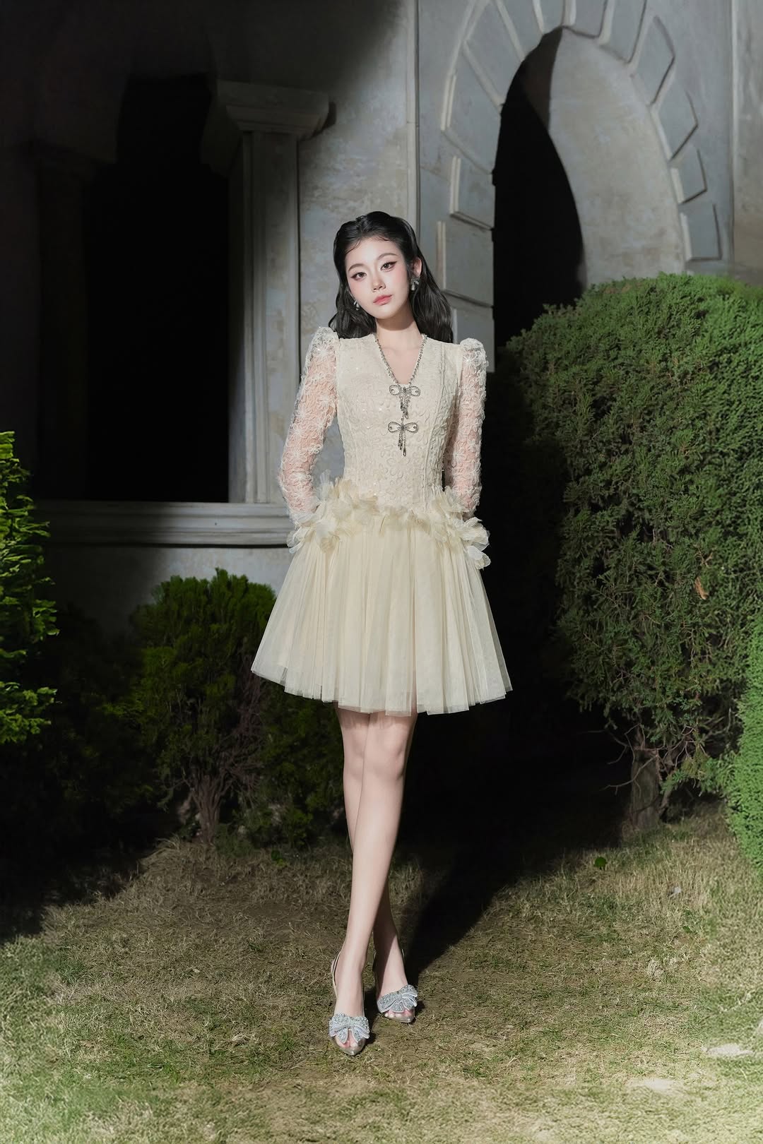 Lovelyn Lace petal tulle dress