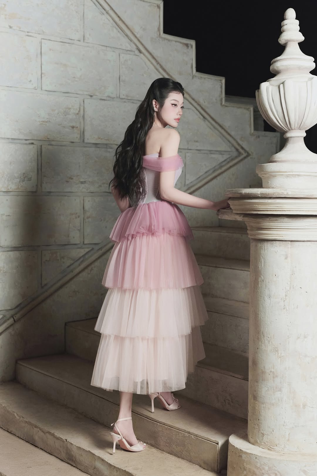 Lovelyn Gradient tiered corset dress