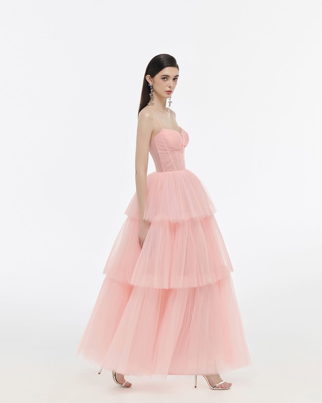 Josephine Pink camisole tiered dress