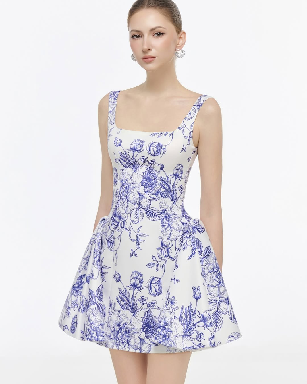 Josephine Blue and white porcelain camisole dress