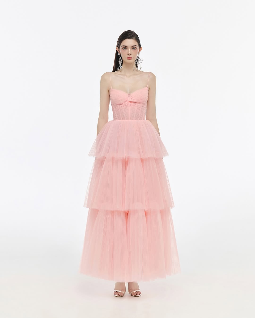 Josephine Pink camisole tiered dress