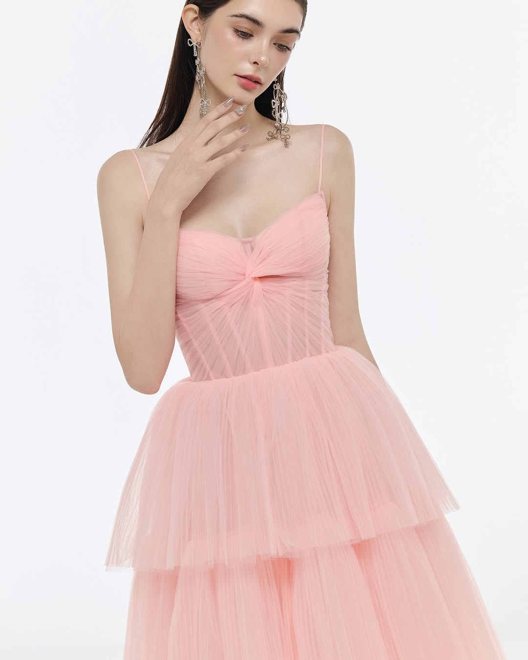 Josephine Pink camisole tiered dress