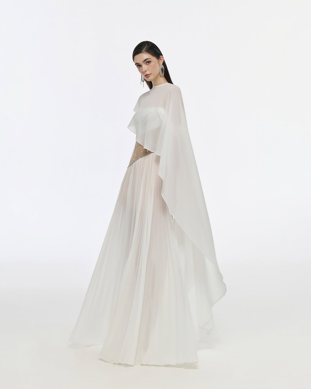 Josephine Chiffon shawl waist cinching dress
