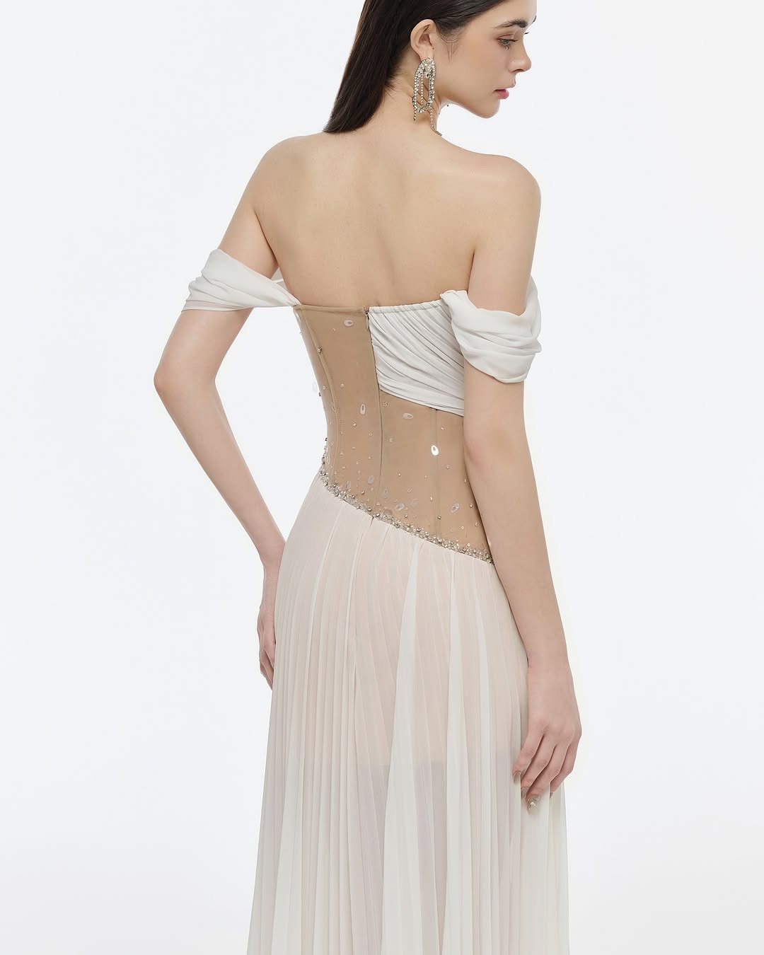 Josephine Chiffon shawl waist cinching dress