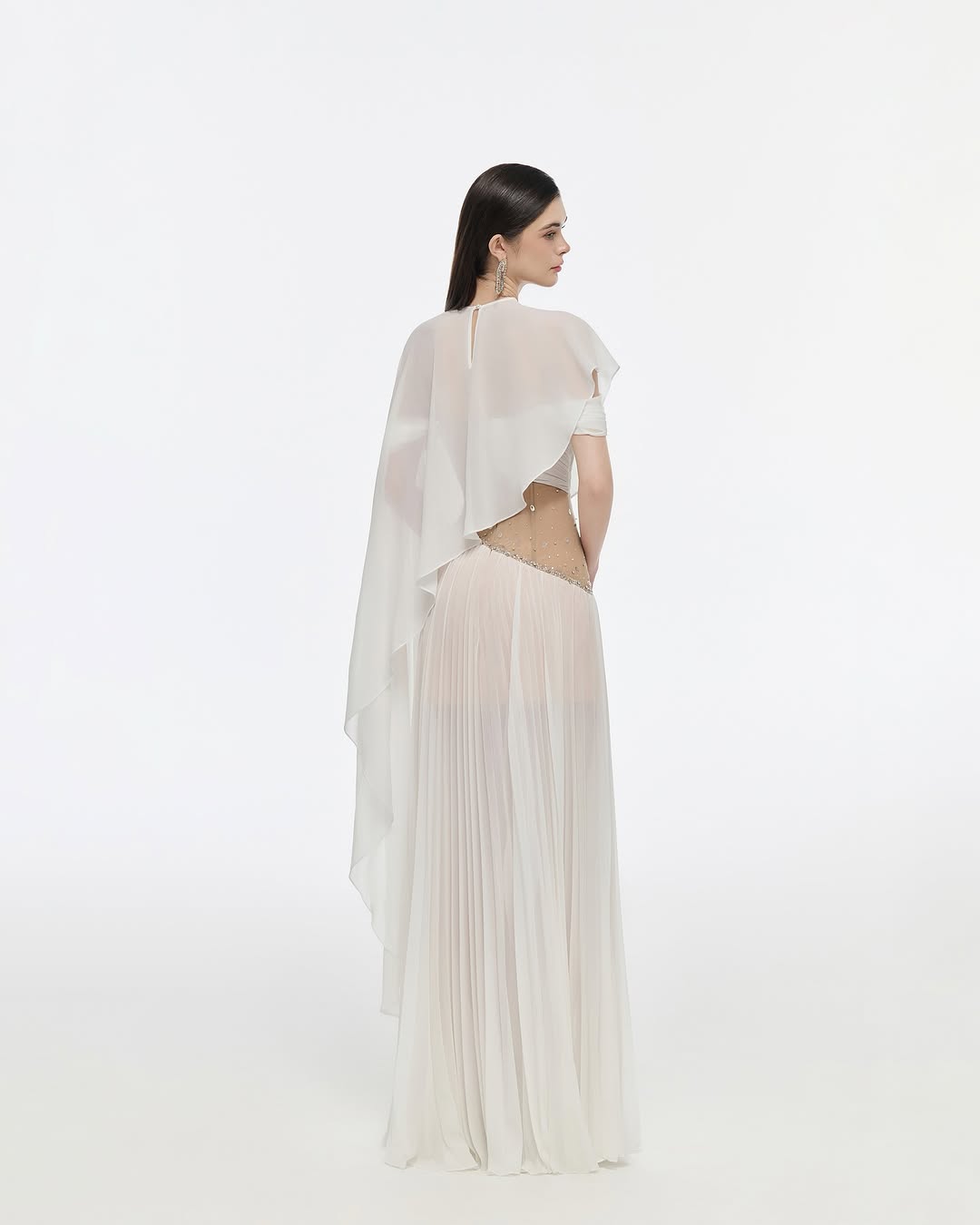 Josephine Chiffon shawl waist cinching dress