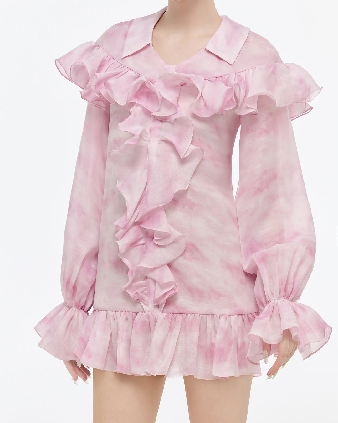 Josephine Petal tie dye long sleeved dress