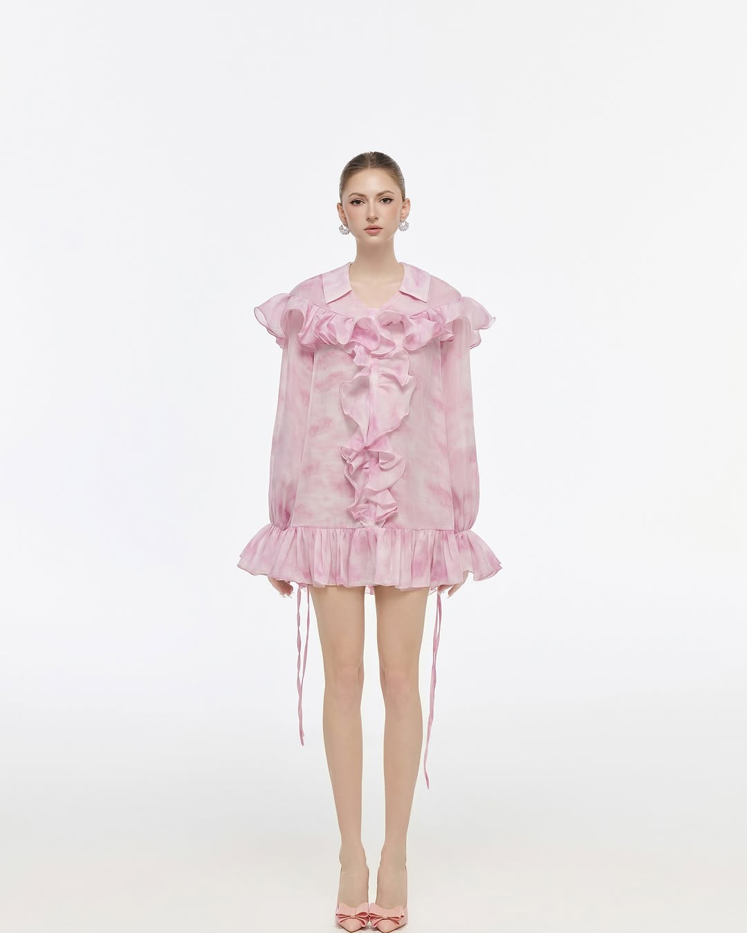 Josephine Petal tie dye long sleeved dress