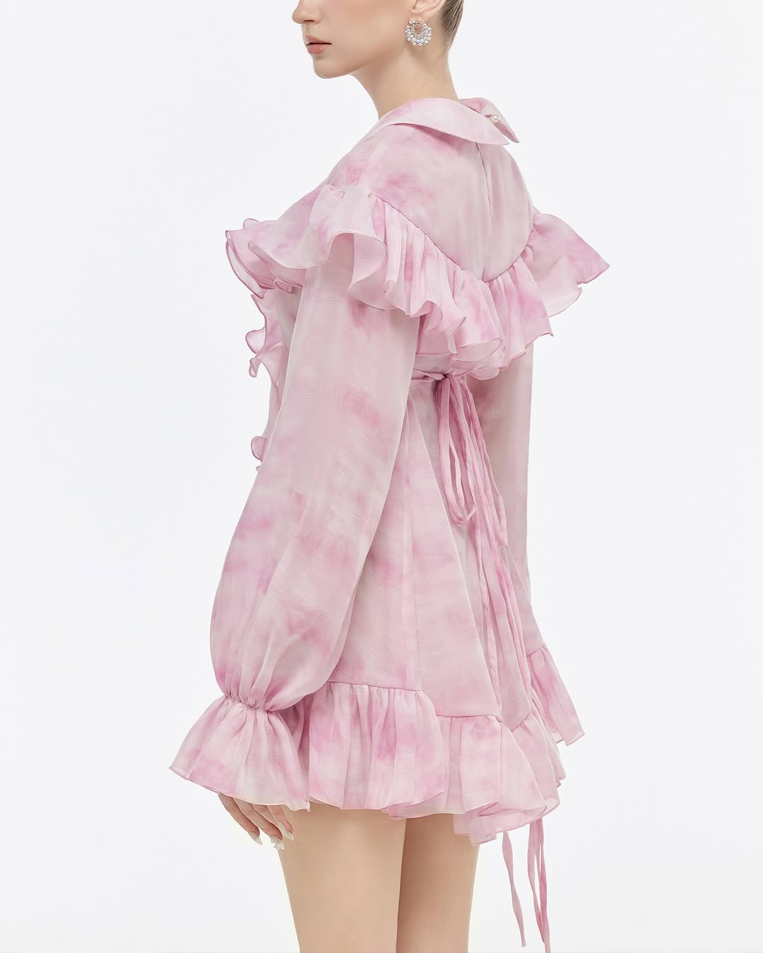 Josephine Petal tie dye long sleeved dress