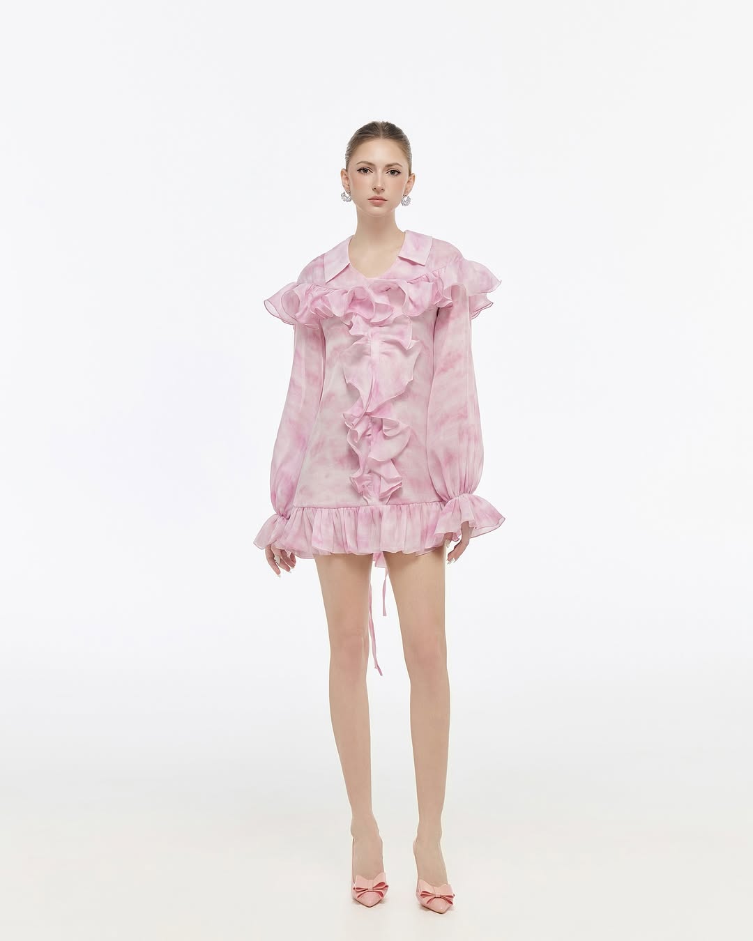 Josephine Petal tie dye long sleeved dress