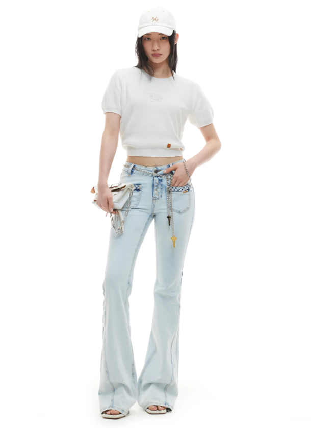 NAWS NAW-K041926 Denim Flare Stretch Pants
