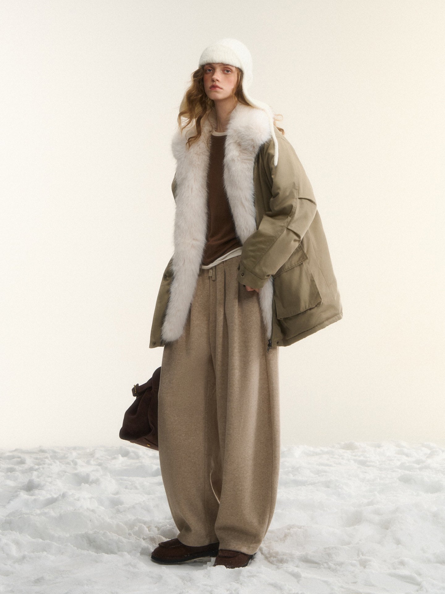 AsGony ASG25554 Fluffy curved knife casual glutinous rice pants