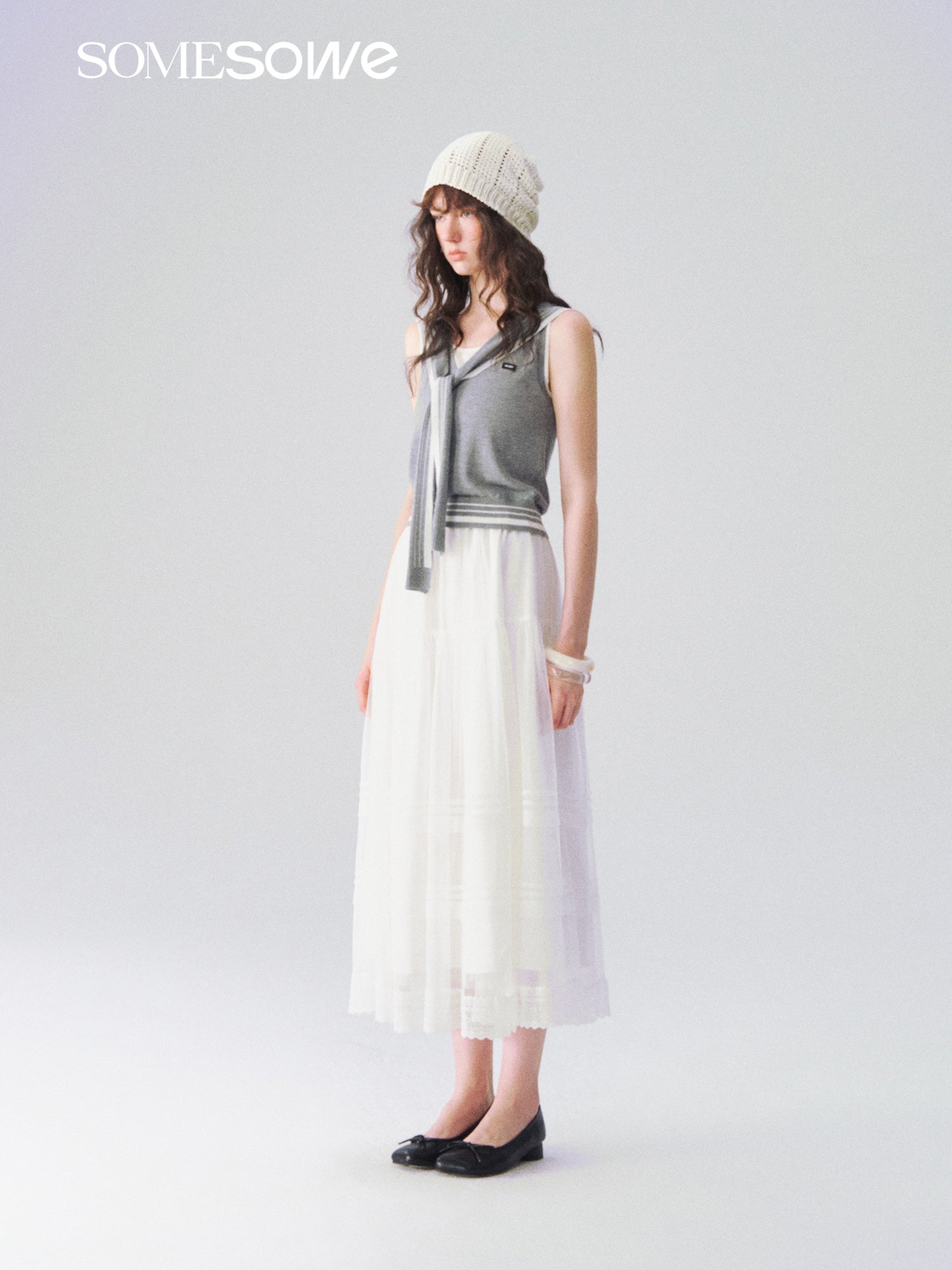 SOMESOWE S2609108 Dreamy white feather flowing cloud gauze skirt