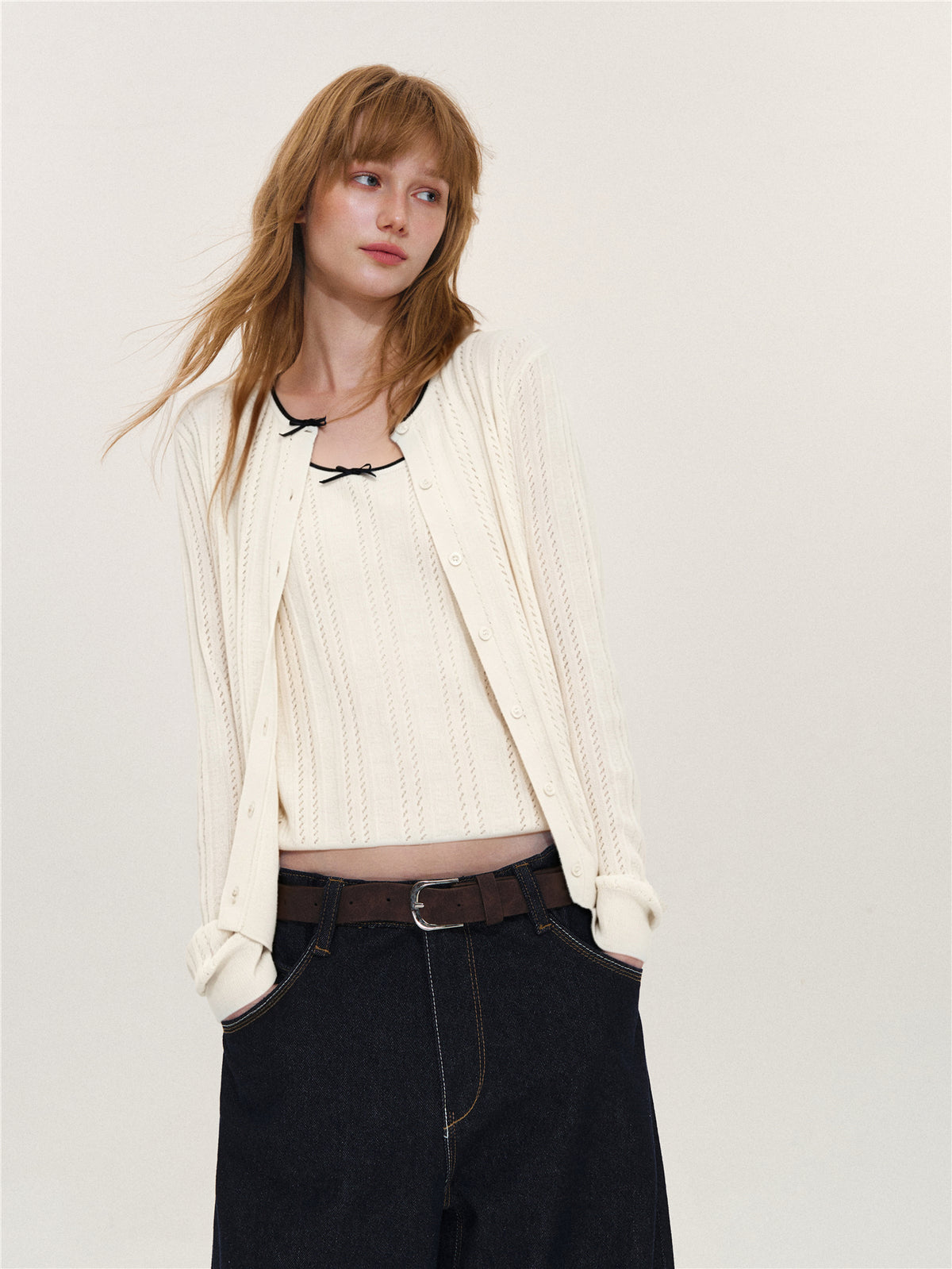 Asgony ASG26592 Wool-Blend Knit Two-Piece Set