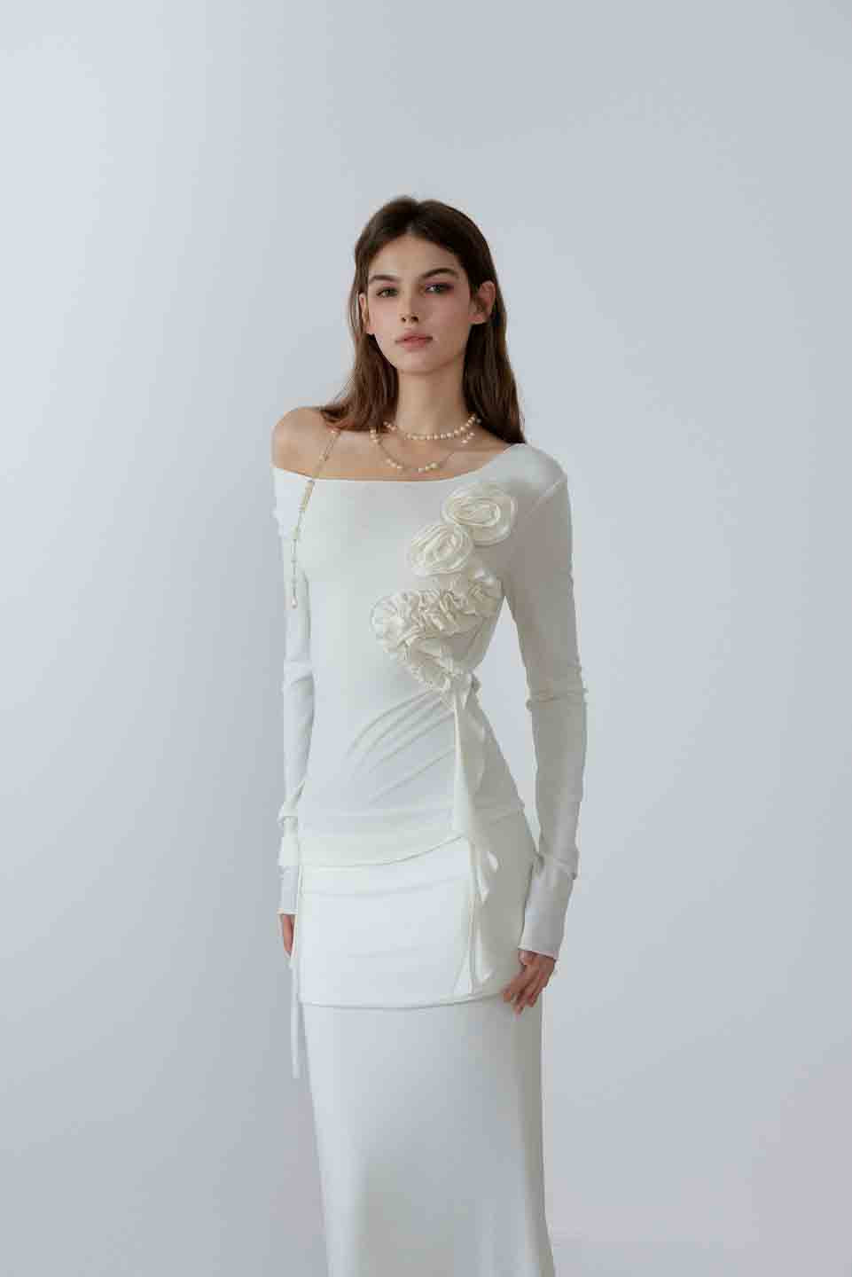 NONCESTNON N218 Flower tassel long sleeved top