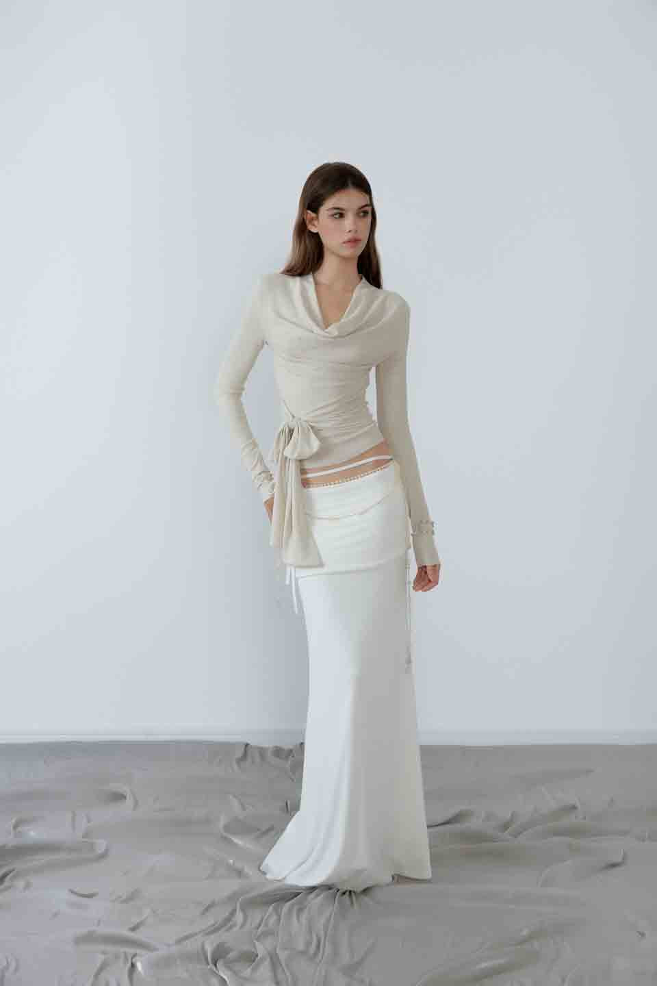 NONCESTNON N217 Swinging collar rhinestone top