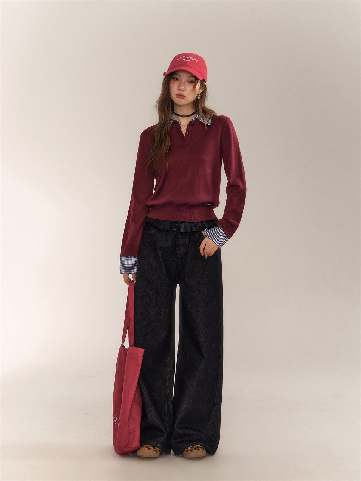 AsGony ASG24702 Retro embroidery peaked cap