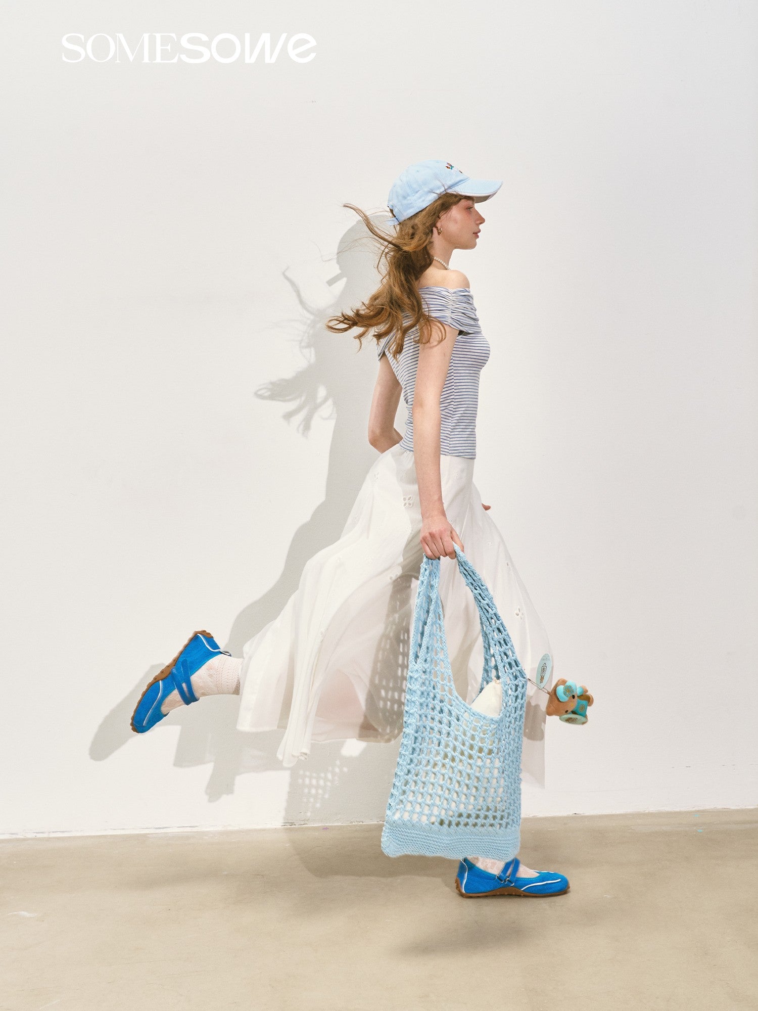 SOMESOWE S2508145 Striped rose one shoulder top