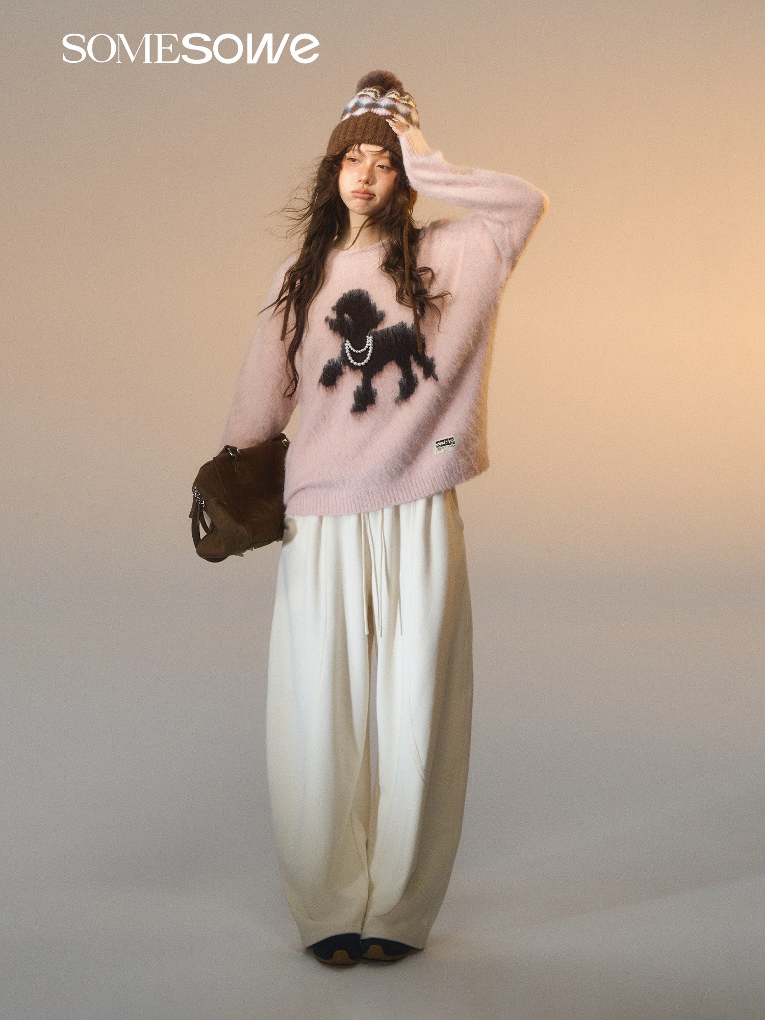 SOMESOWE S2508278 Puppy design round-neck sweater