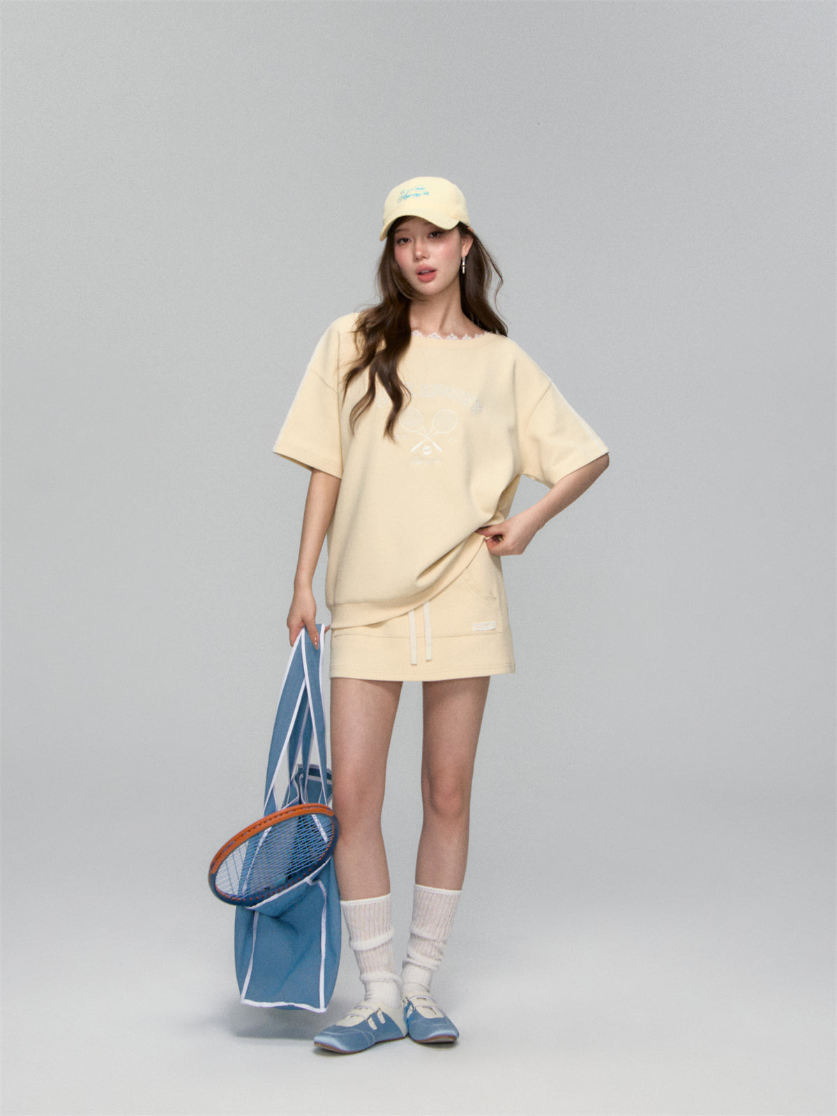 AsGony ASG25110&ASG25111 Embroidered patchwork lace T-shirt + skirt set (seperate)