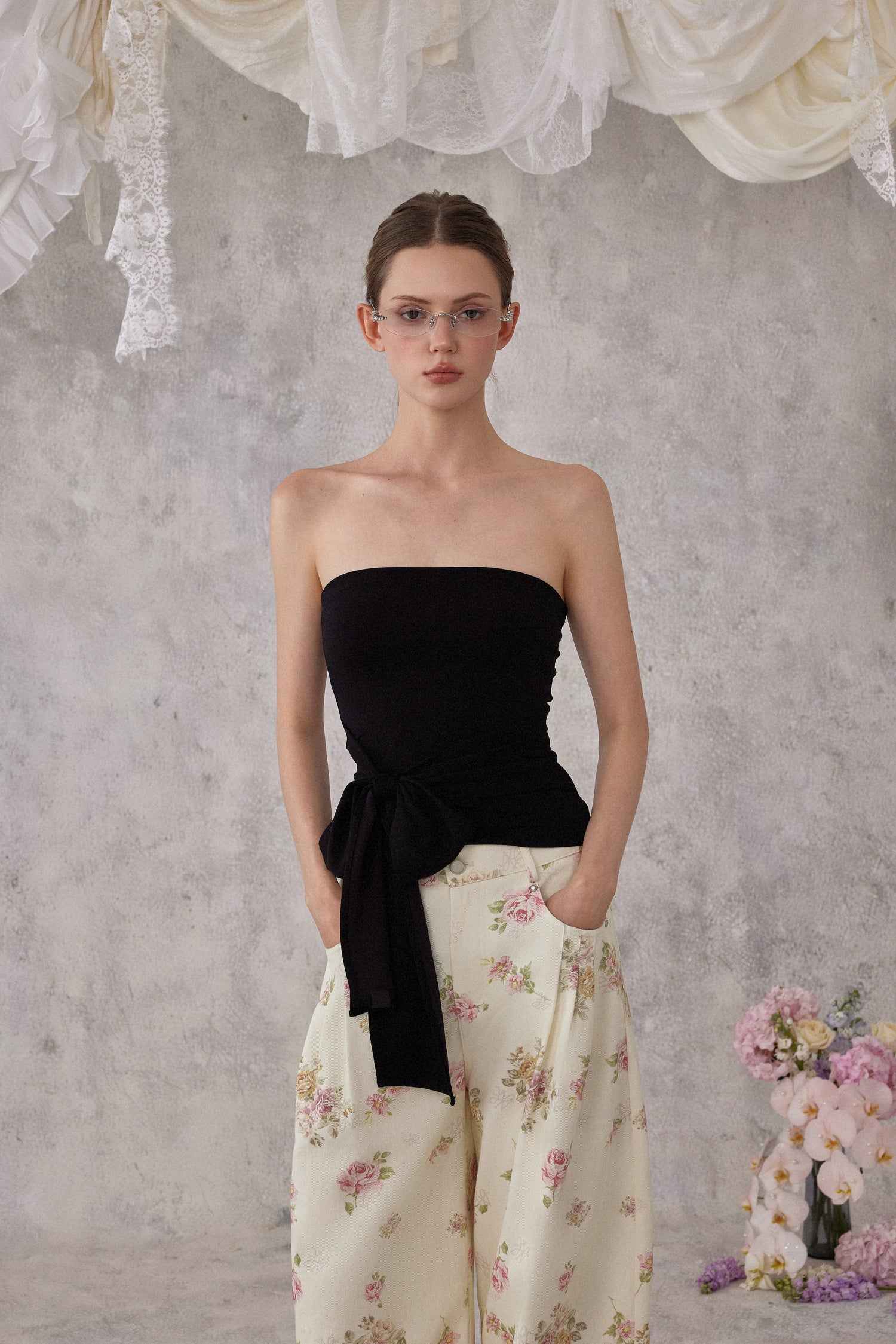 NOMEANSNO N171 Strapless tie up top (2color)