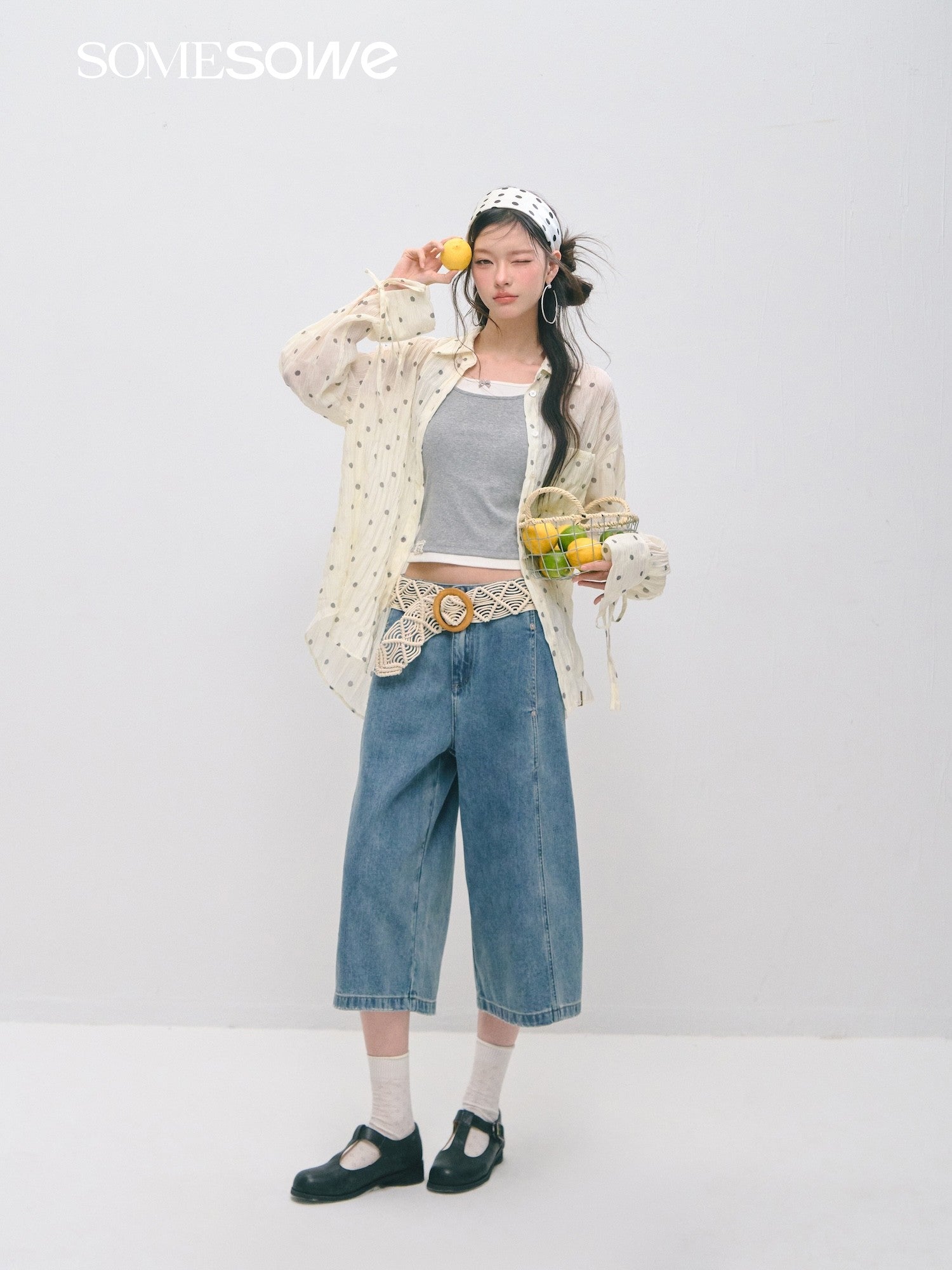 SOMESOWE S2509020 Atmosphere pleated polka dot shirt