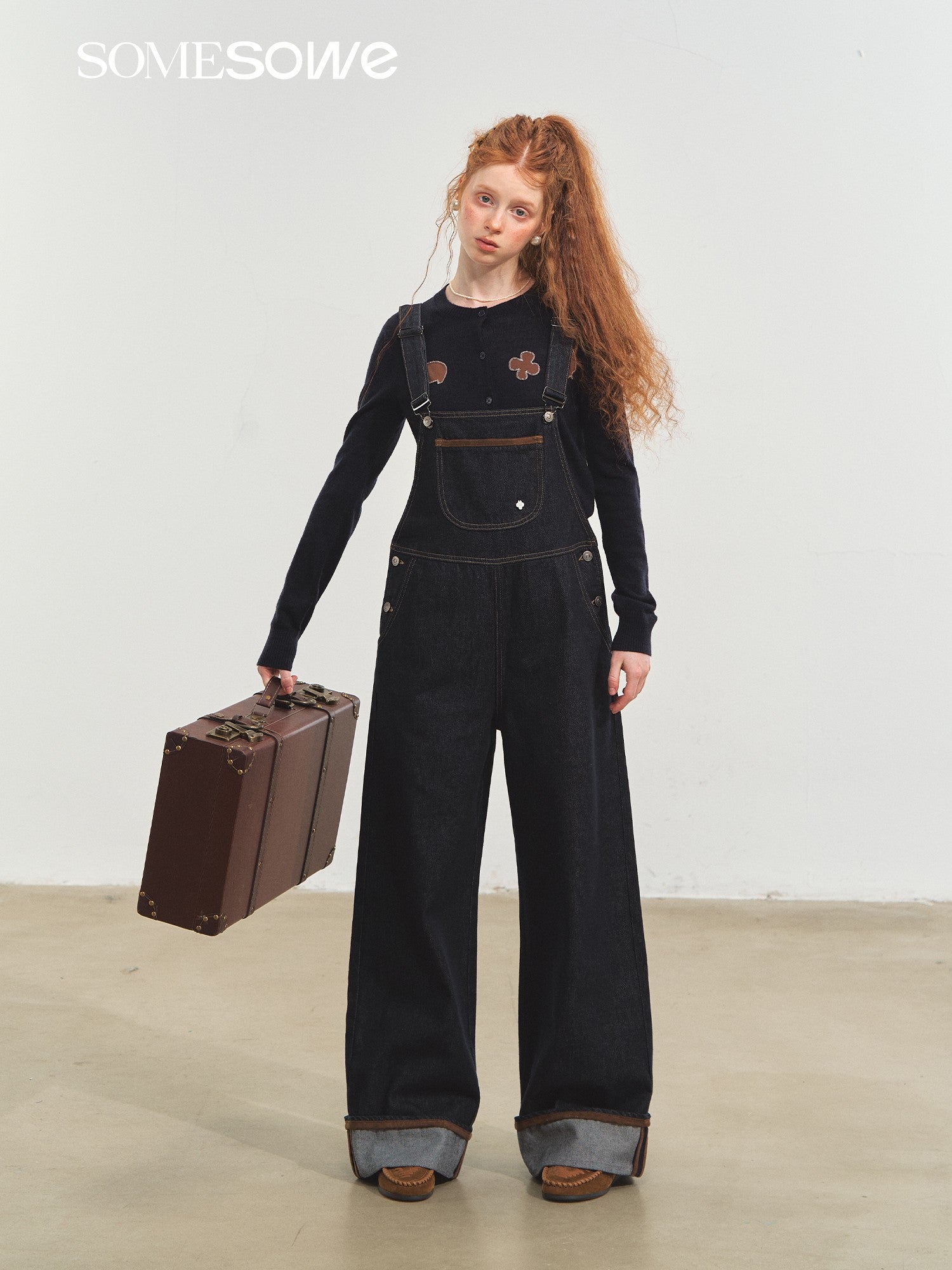 SOMESOWE S2508209 Original color denim flared overalls
