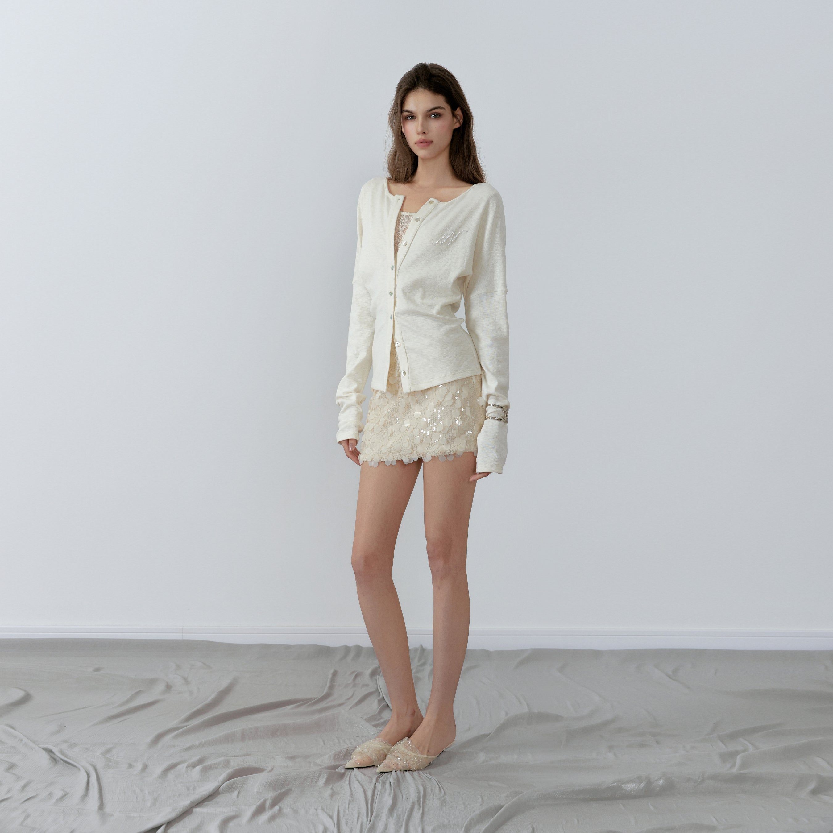 NONCESTNON N226 Fake two-piece pullover cardigan