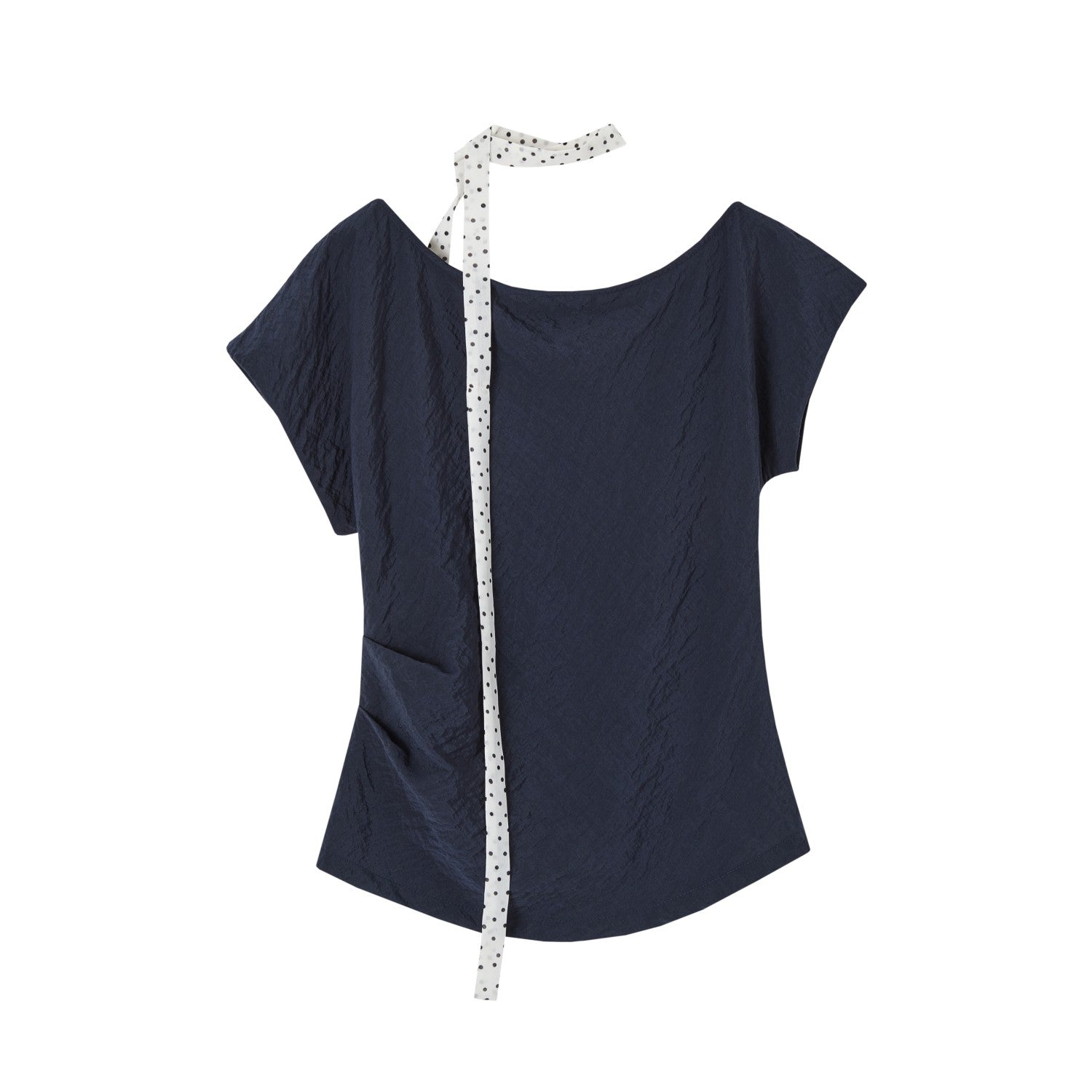 SOMESOWE S2508171&S2508172 One-shoulder polka dot tie top + pants set