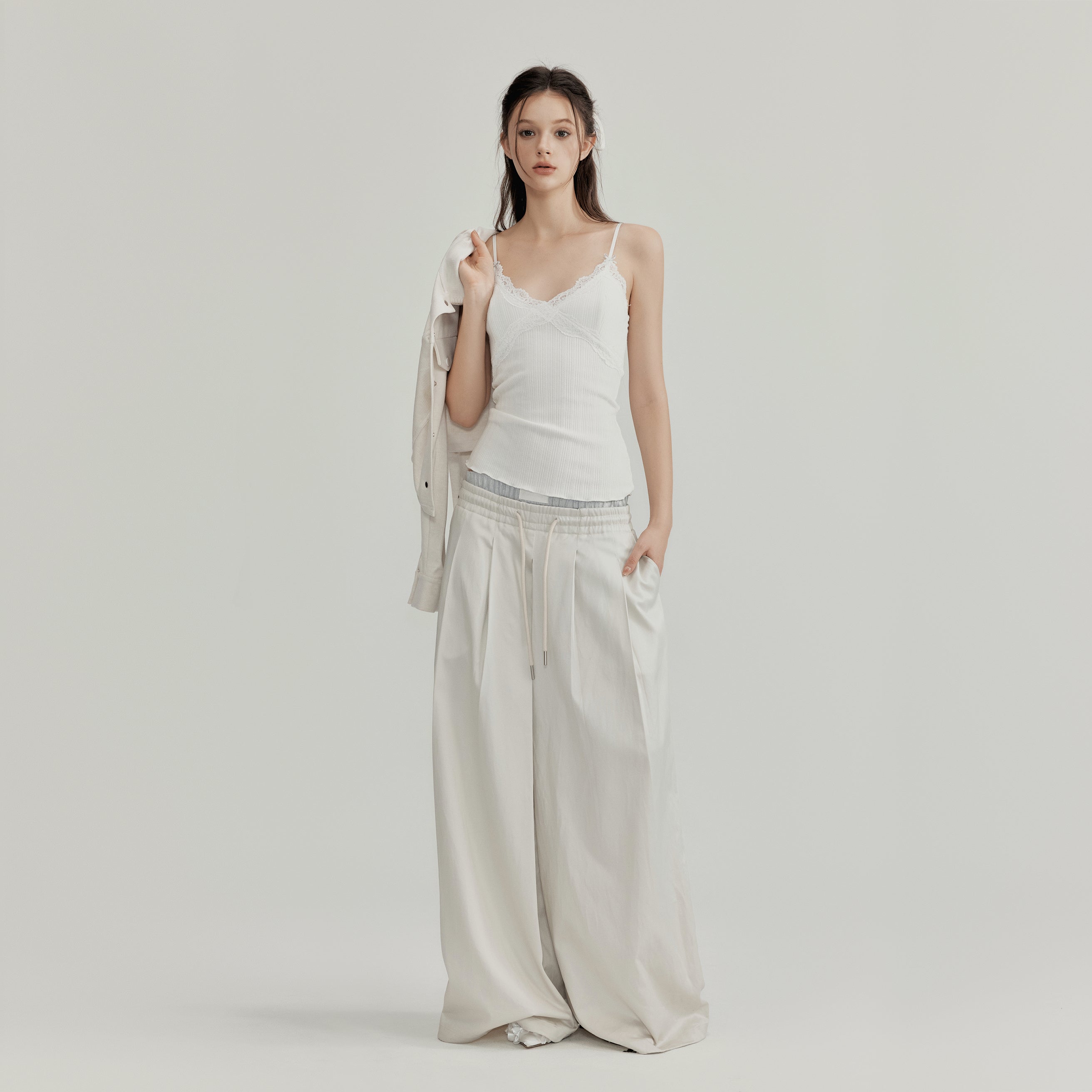 NOMEANSNO N148 Pleated loose pants (2color)