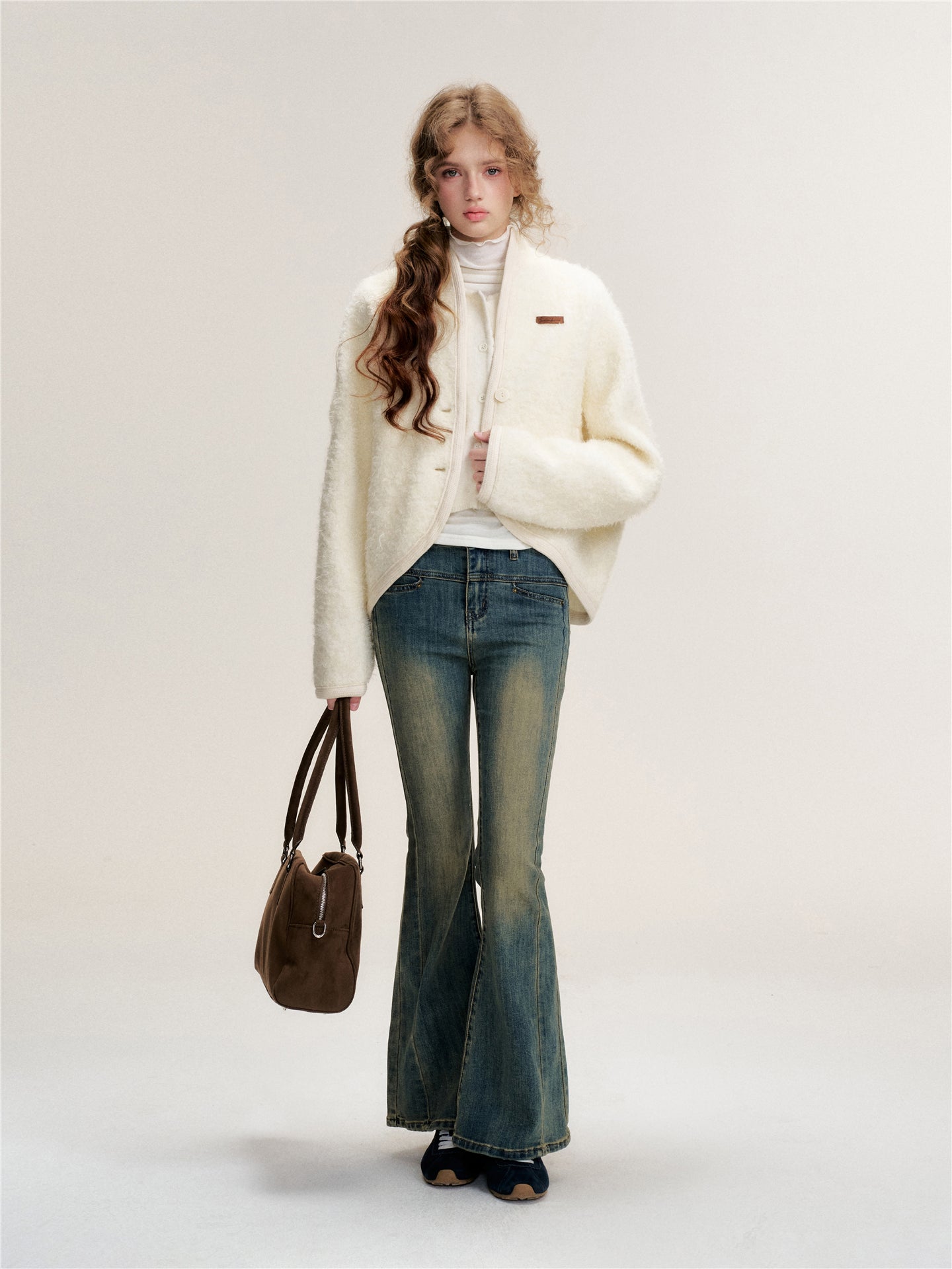 16DEWS 16D25476 Cocoon shaped woolen coat