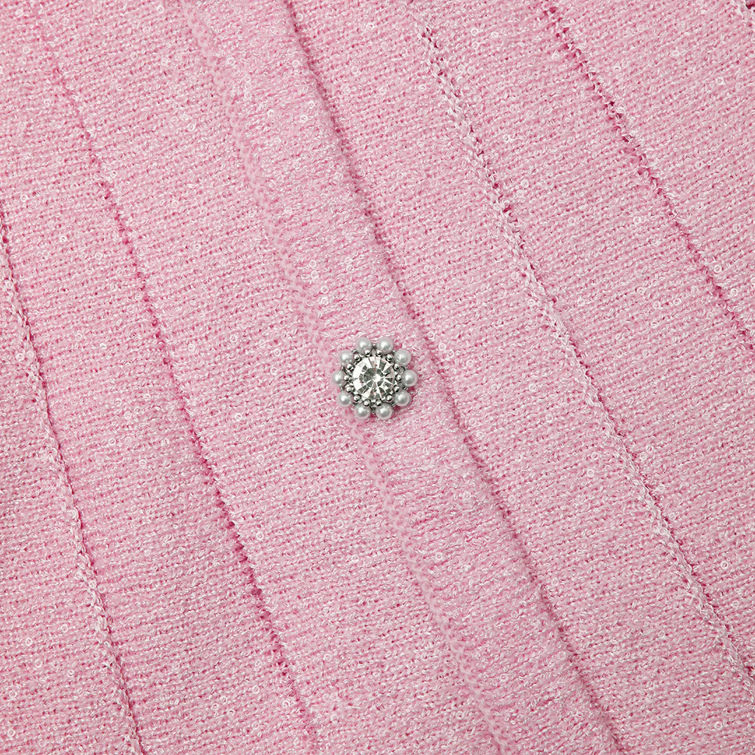Self-Portrait Pink Pleated Knit Mini Skirt