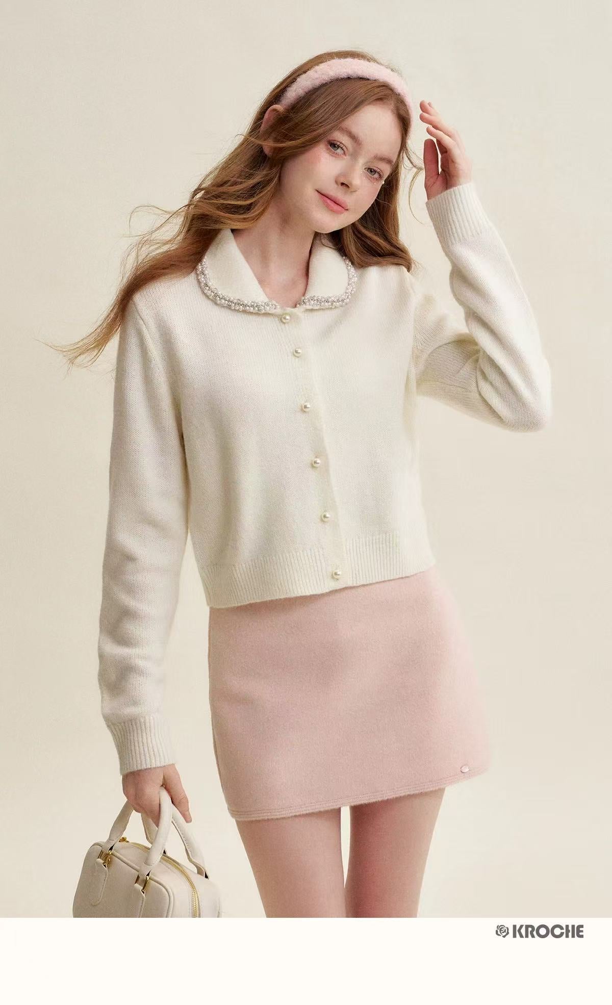 Kroche Wool blend peach pink skirt