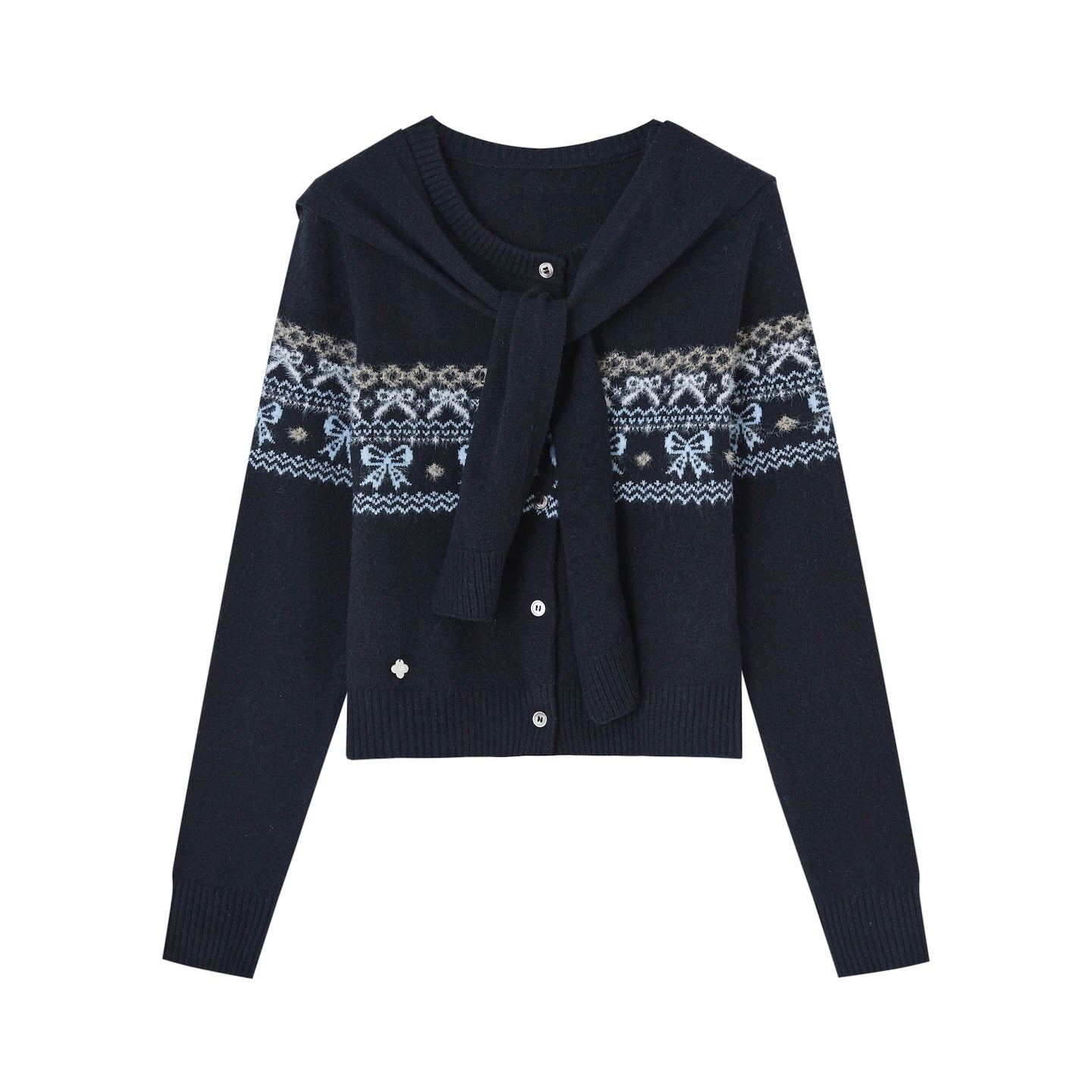 SOMESOWE S2508277 Fair Island Bow Fake Two Sweater
