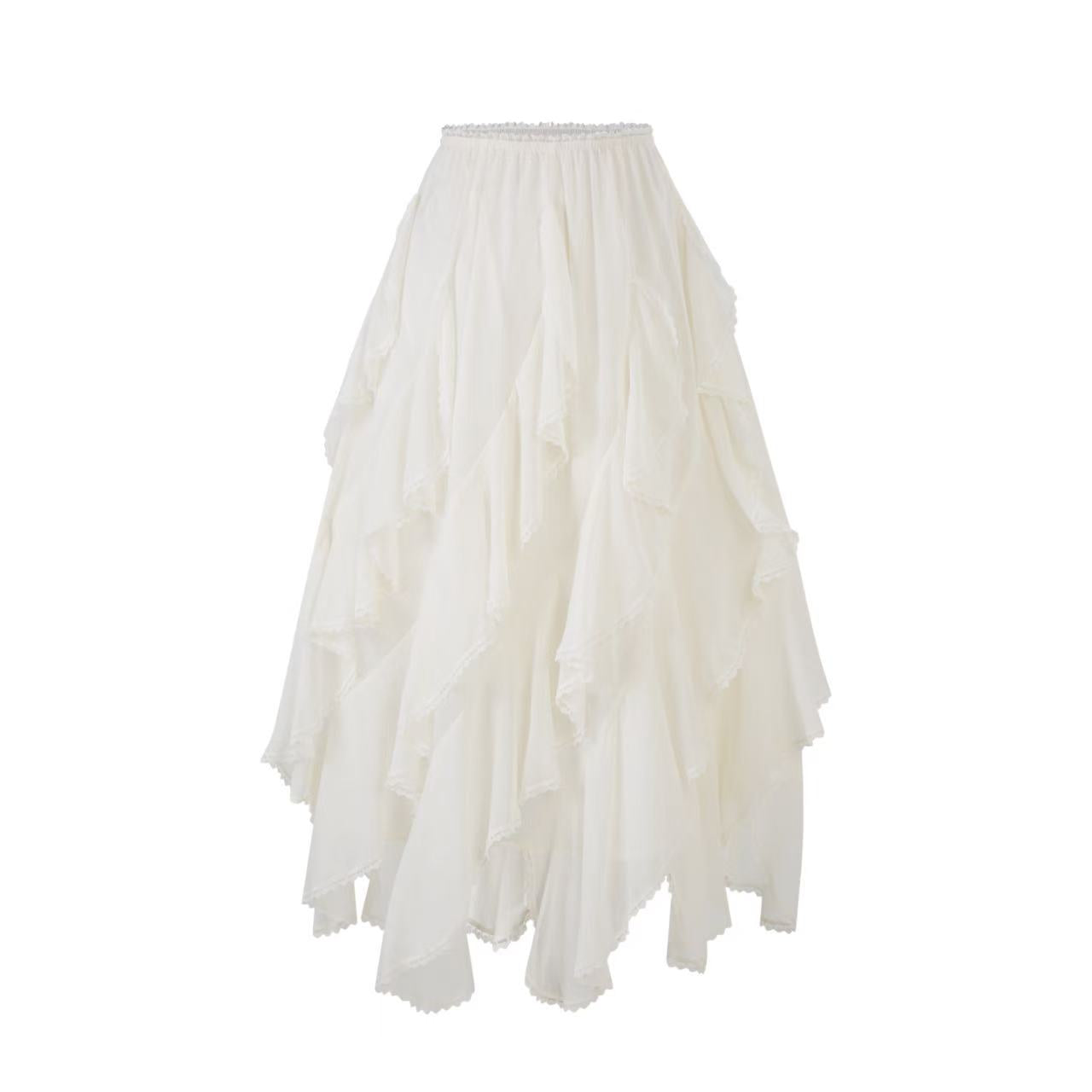 Lafreedom LAF350306 Irregular lace patchwork skirt (2color)