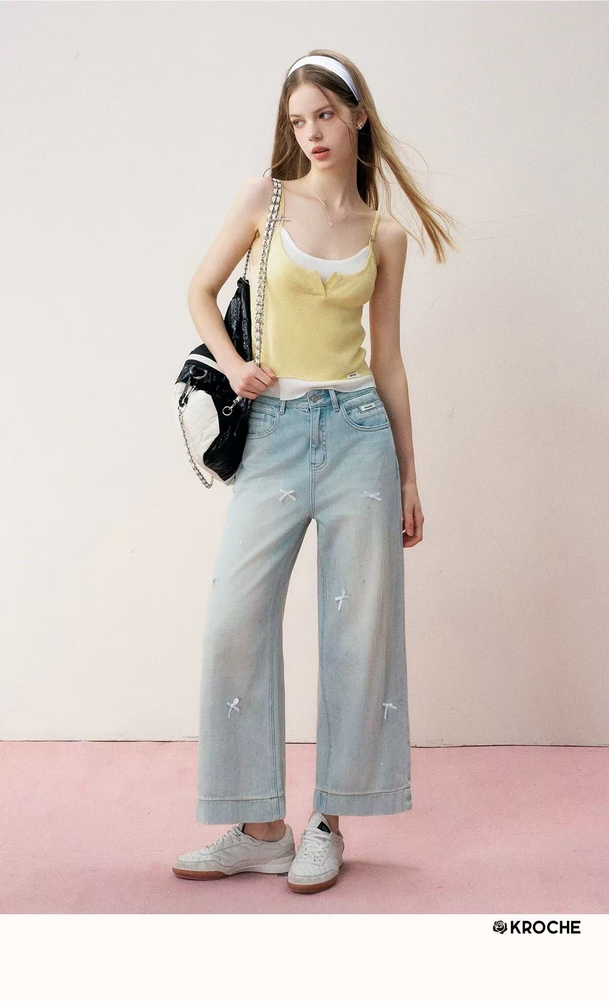Kroche Bow tie wide leg jeans