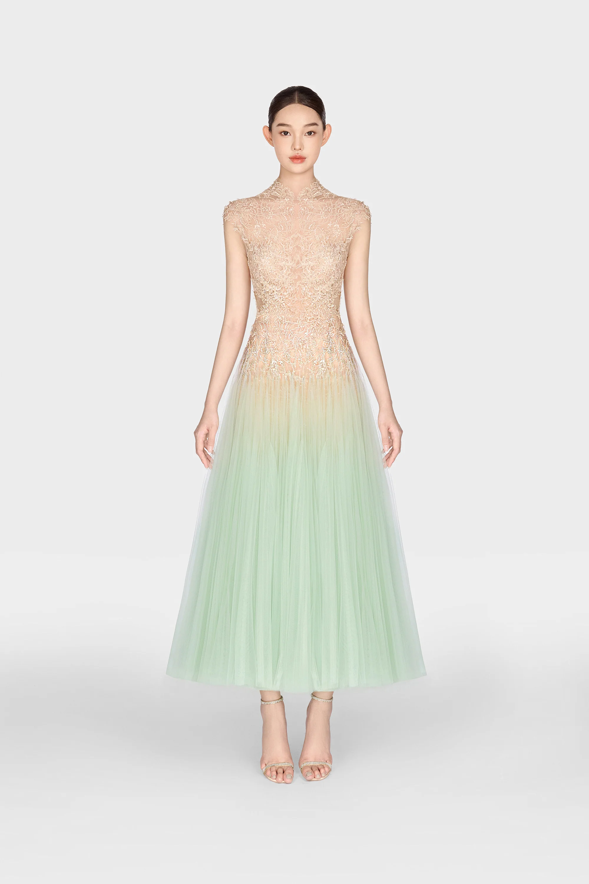 Montsand Mint Ombré Cut-Out Lace Dress