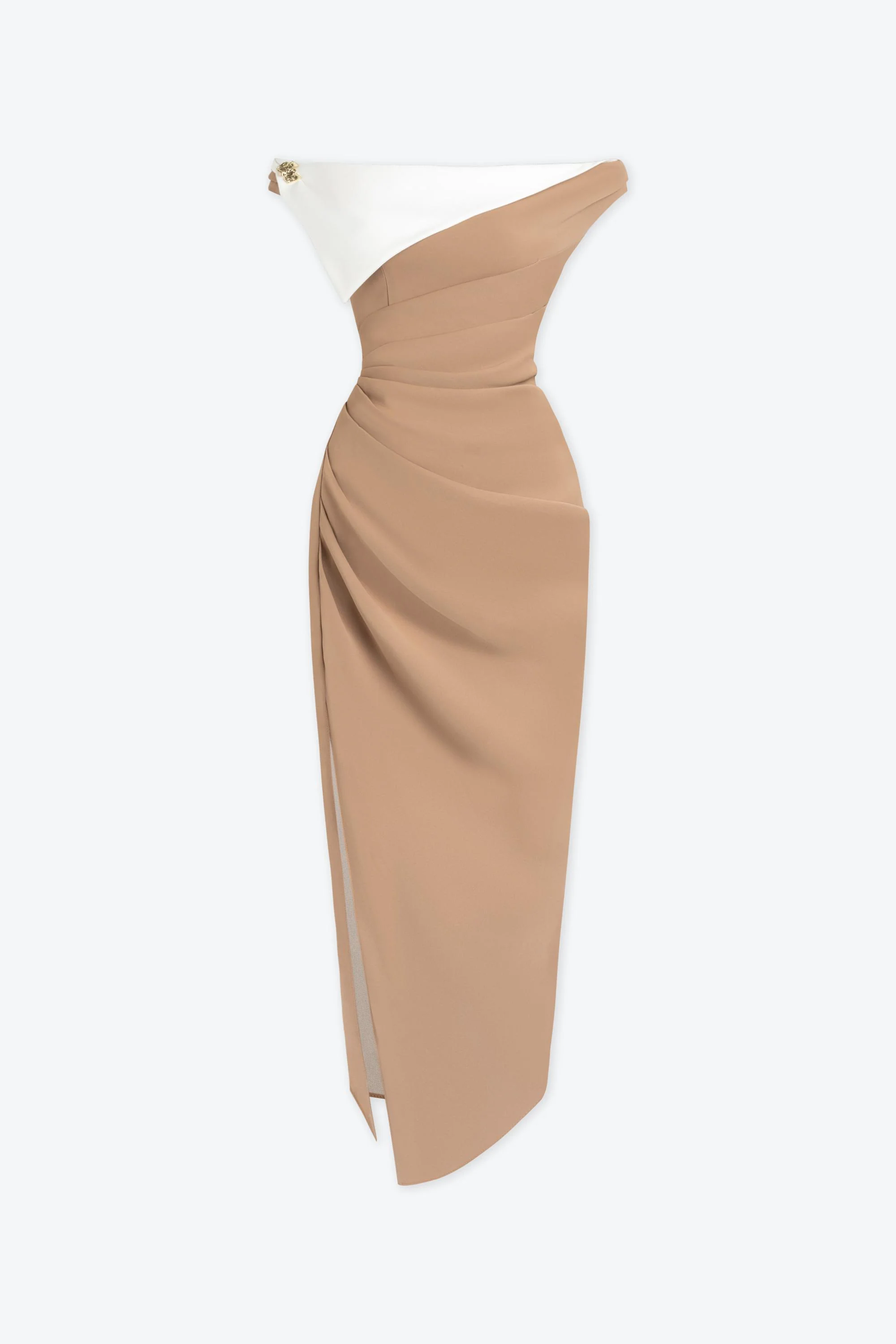 BYDENIO Layla Pleated Midi Dress With Mixed Fabric