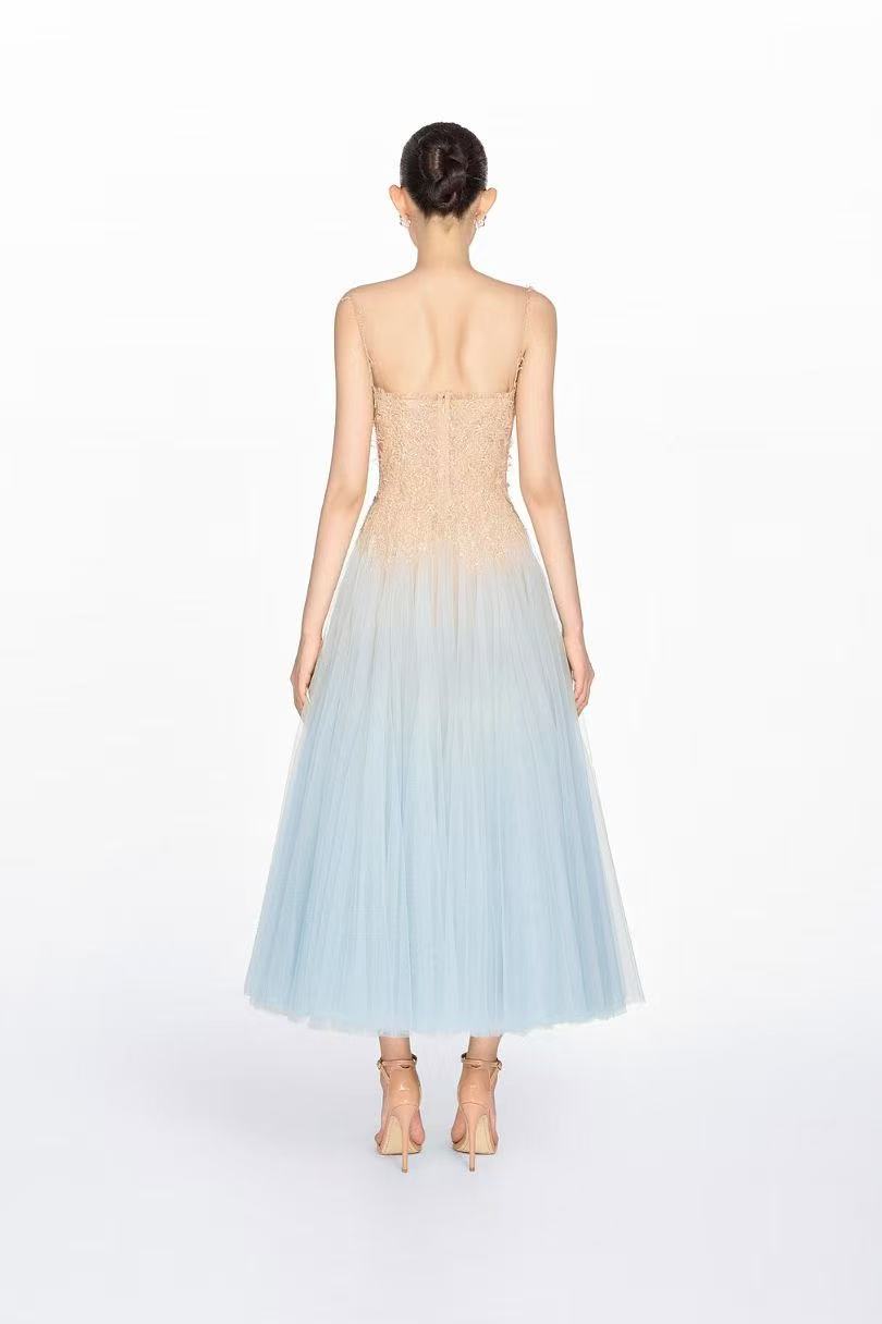 Montsand Blue Ombre Lace Midi Dress