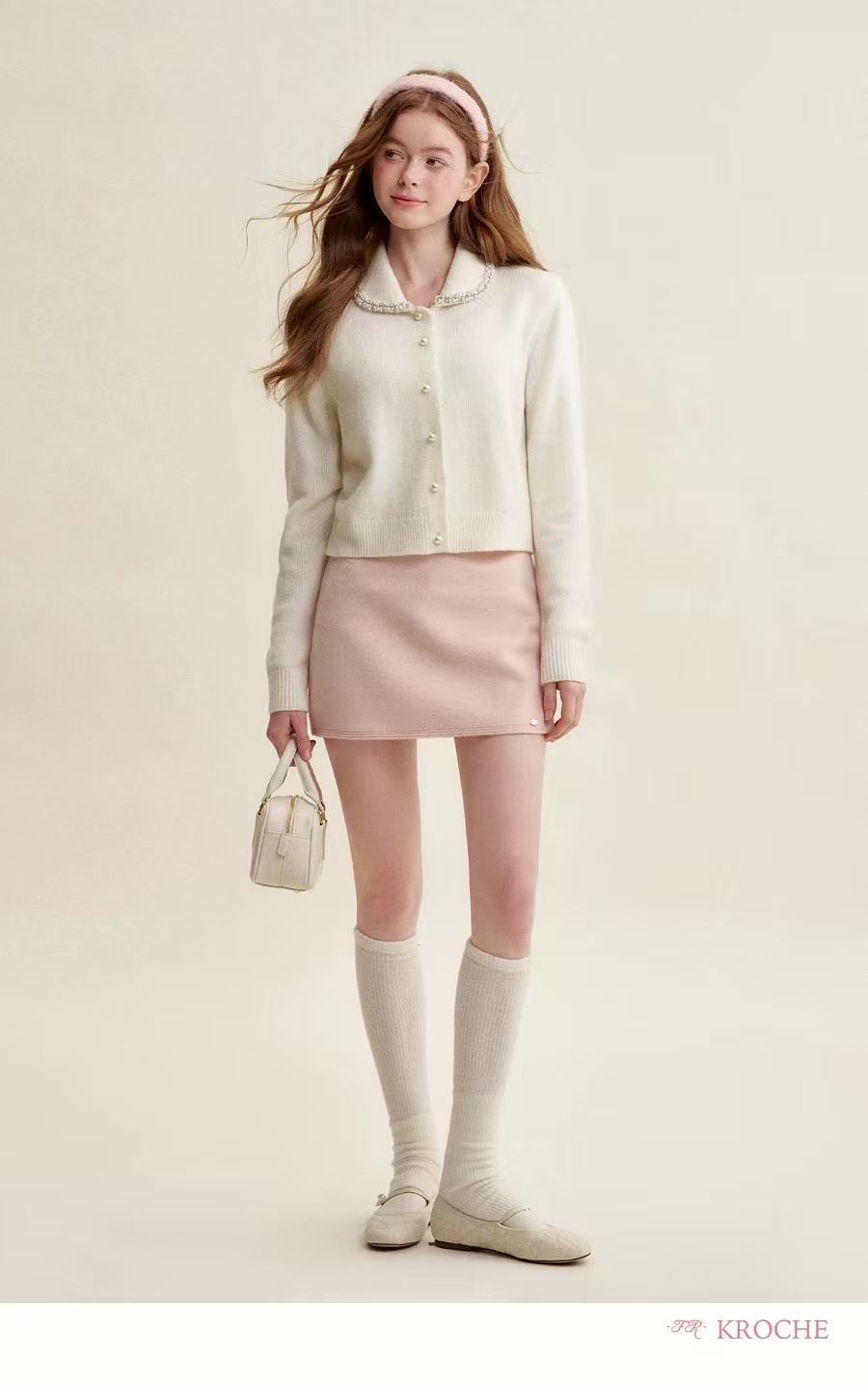Kroche French pearl button cardigan