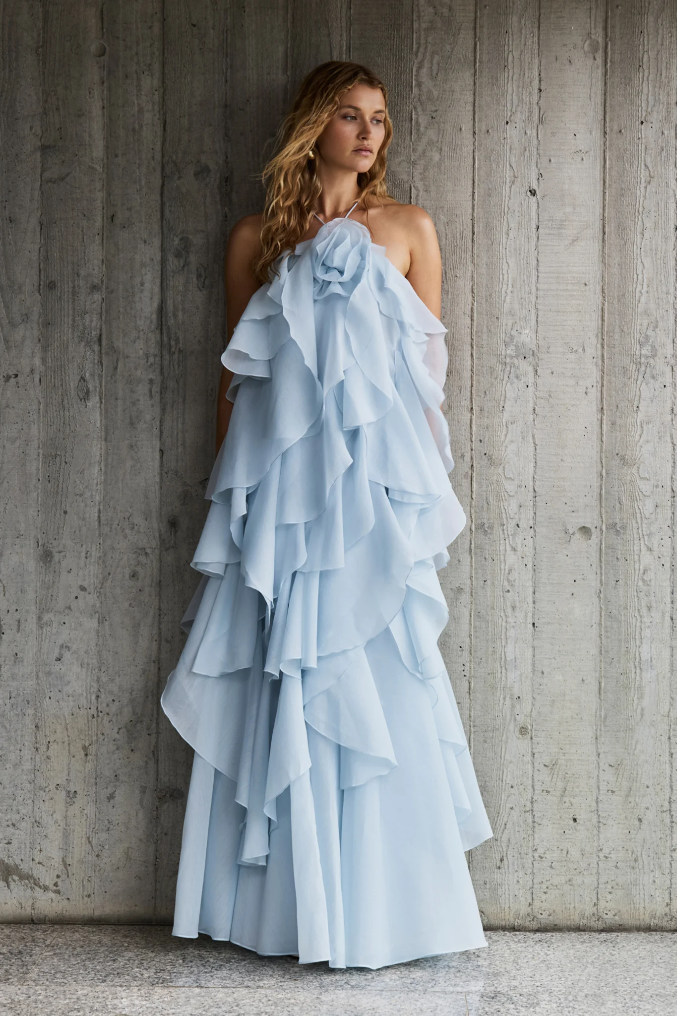 Aje Pandorea Layered Maxi Dress(Silver blue)