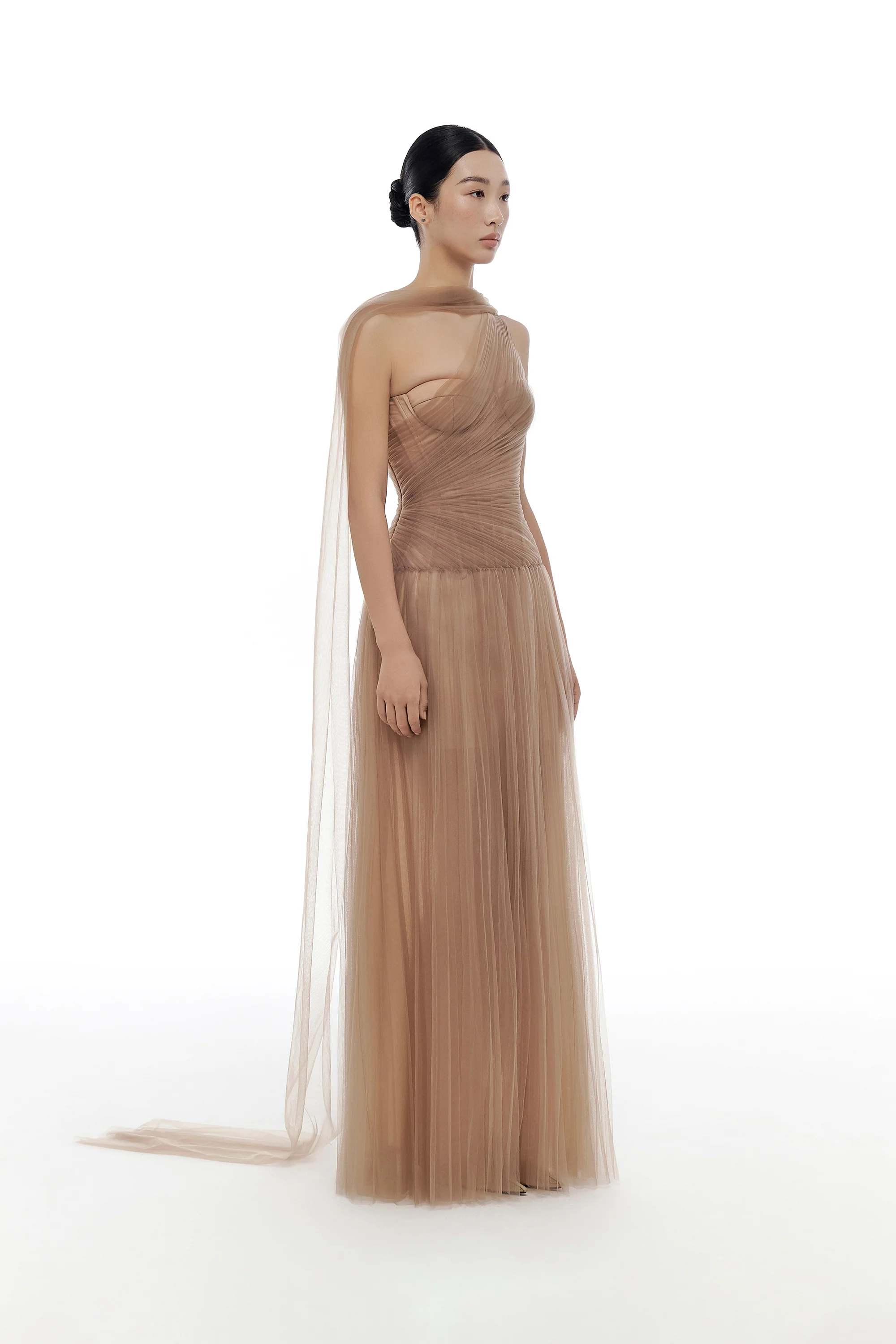 Montsand Draped Maxi Dress-Brown