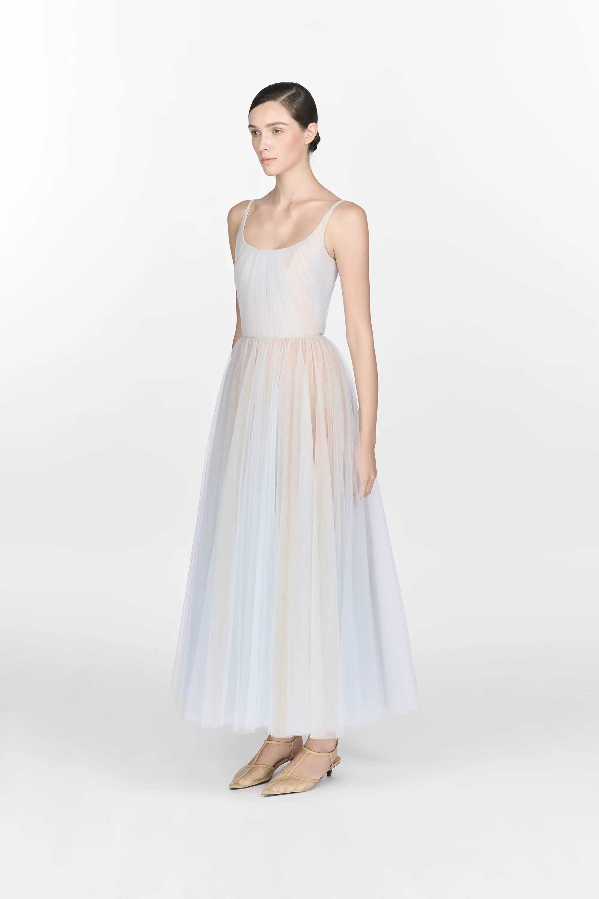 Montsand Blue Draped Tulle Dress