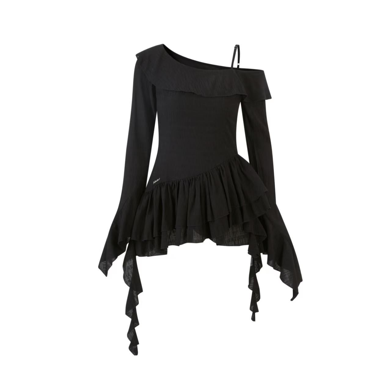Lafreedom LAF350301 Chiffon sloping shoulder top (2color)