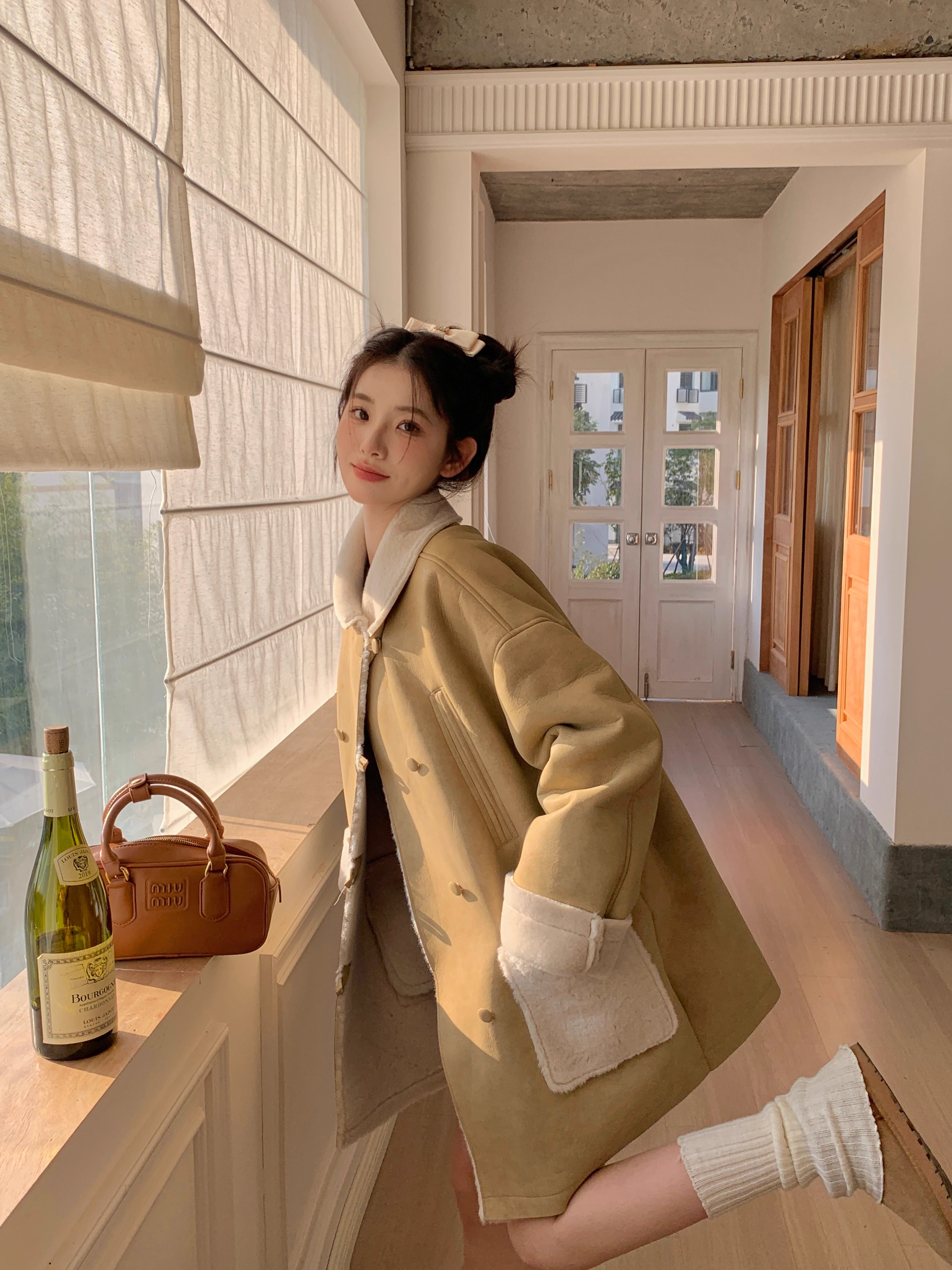 Momonana Light Brown Loose Lapel Coat