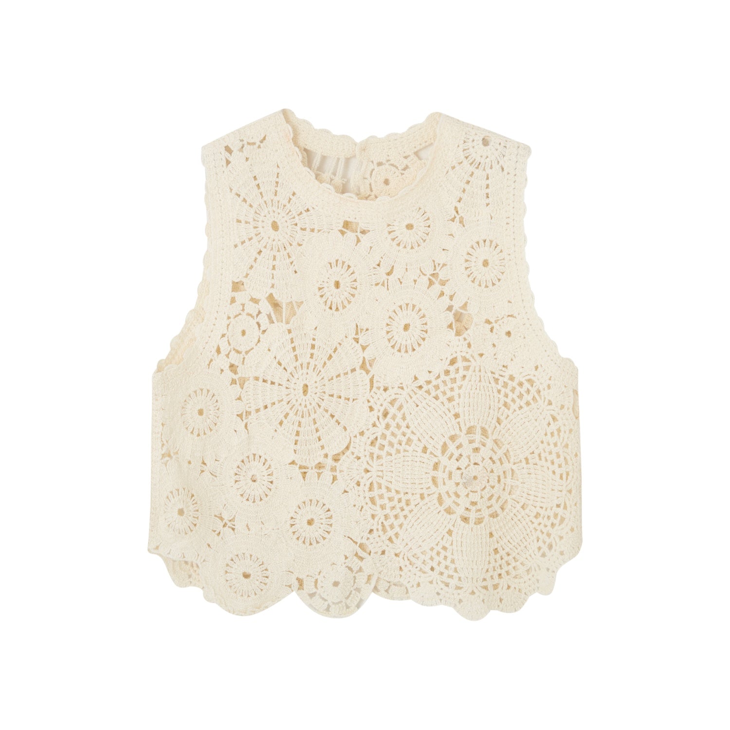 SOMESOWE S2508107&S2508118 Embroidered hollow flower vest + skirt set