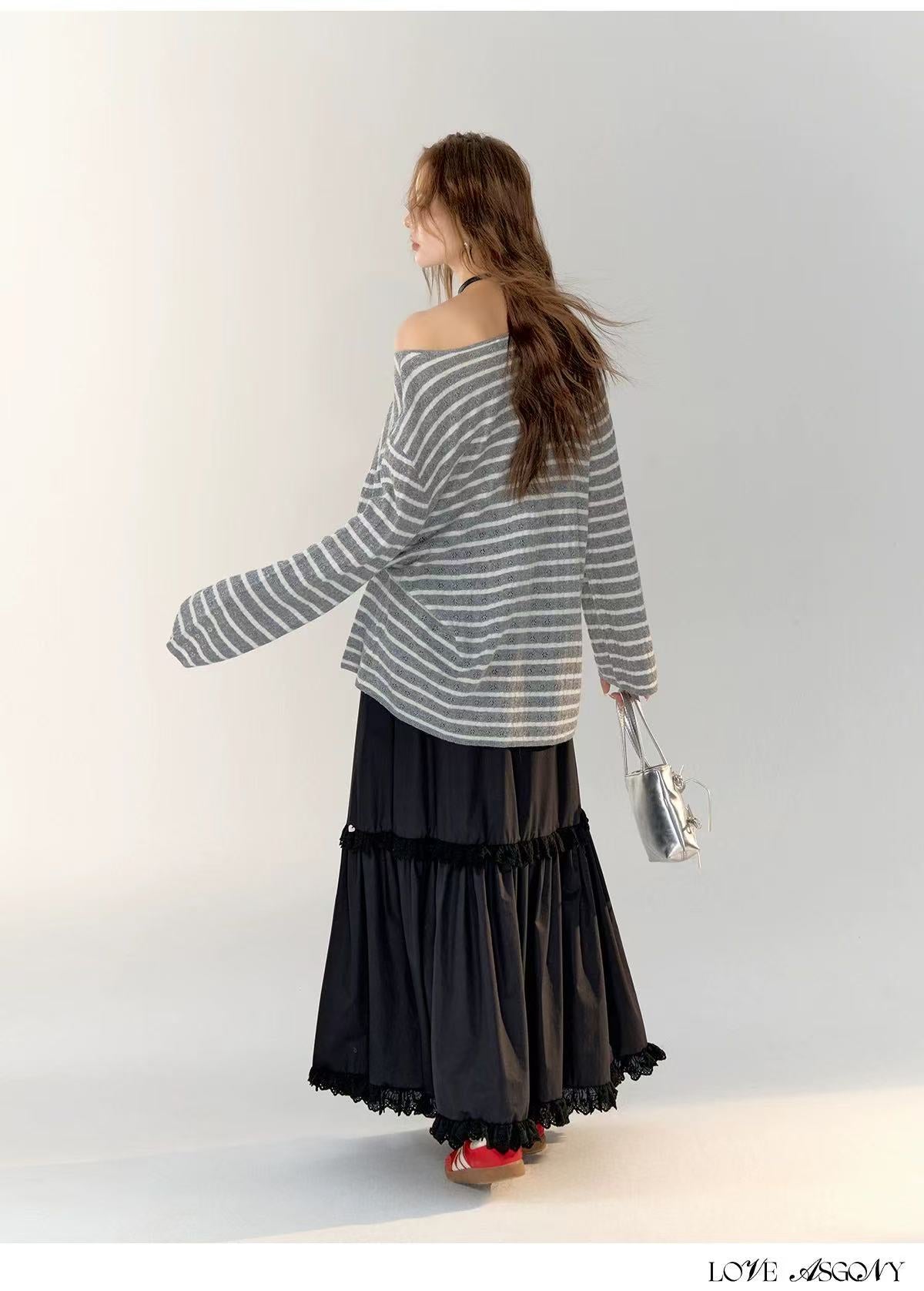 AsGony ASG24724 Striped knitted top
