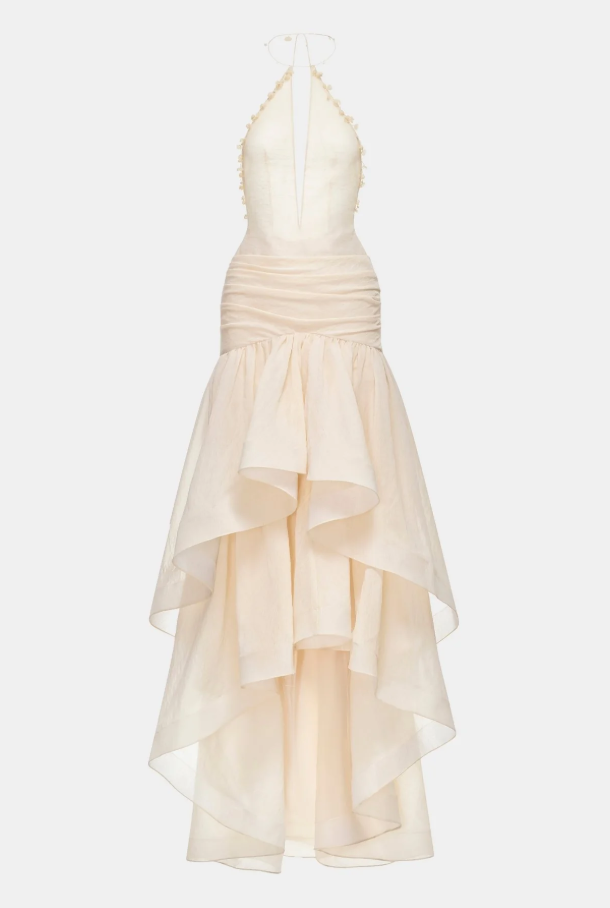 MONTSAND IVORY CUT-OUT HALTER DRESS